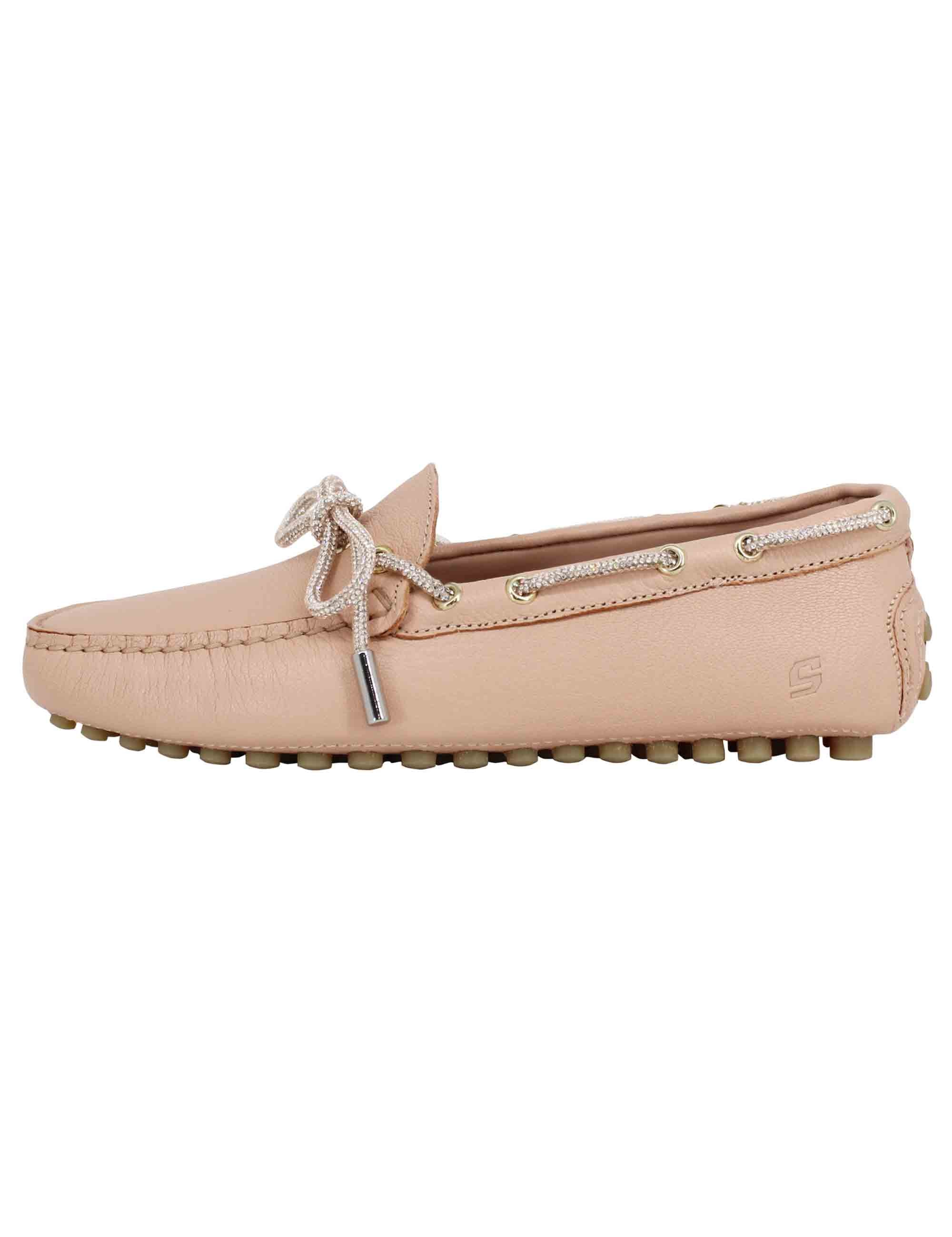 Mocassini donna in pelle rosa con fiocco in strass MOC SPELL 020 Stokton 