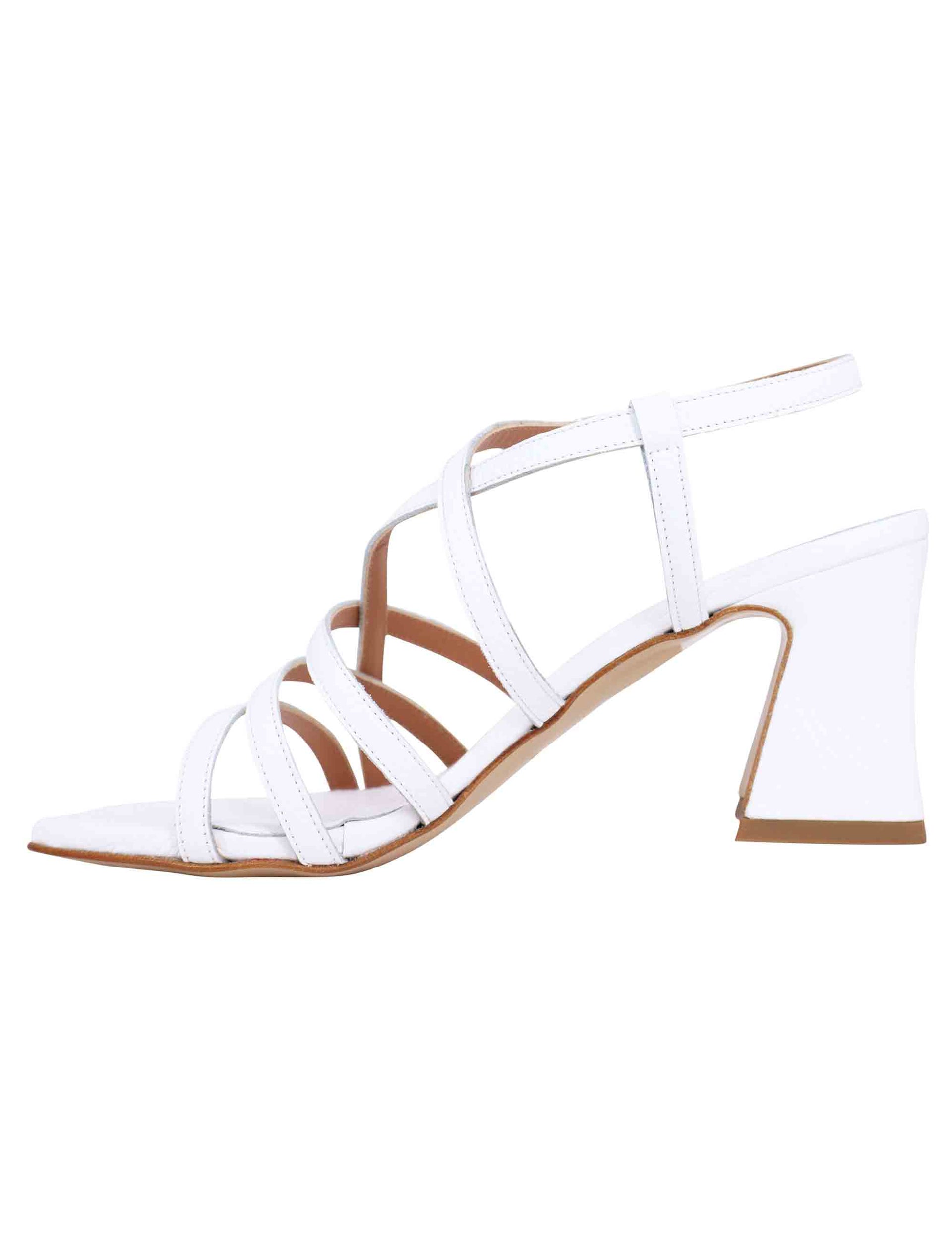 Sandali slingback donna in pelle bianca con tacco alto e punta quadra T7631Q 100 Tattoo 
