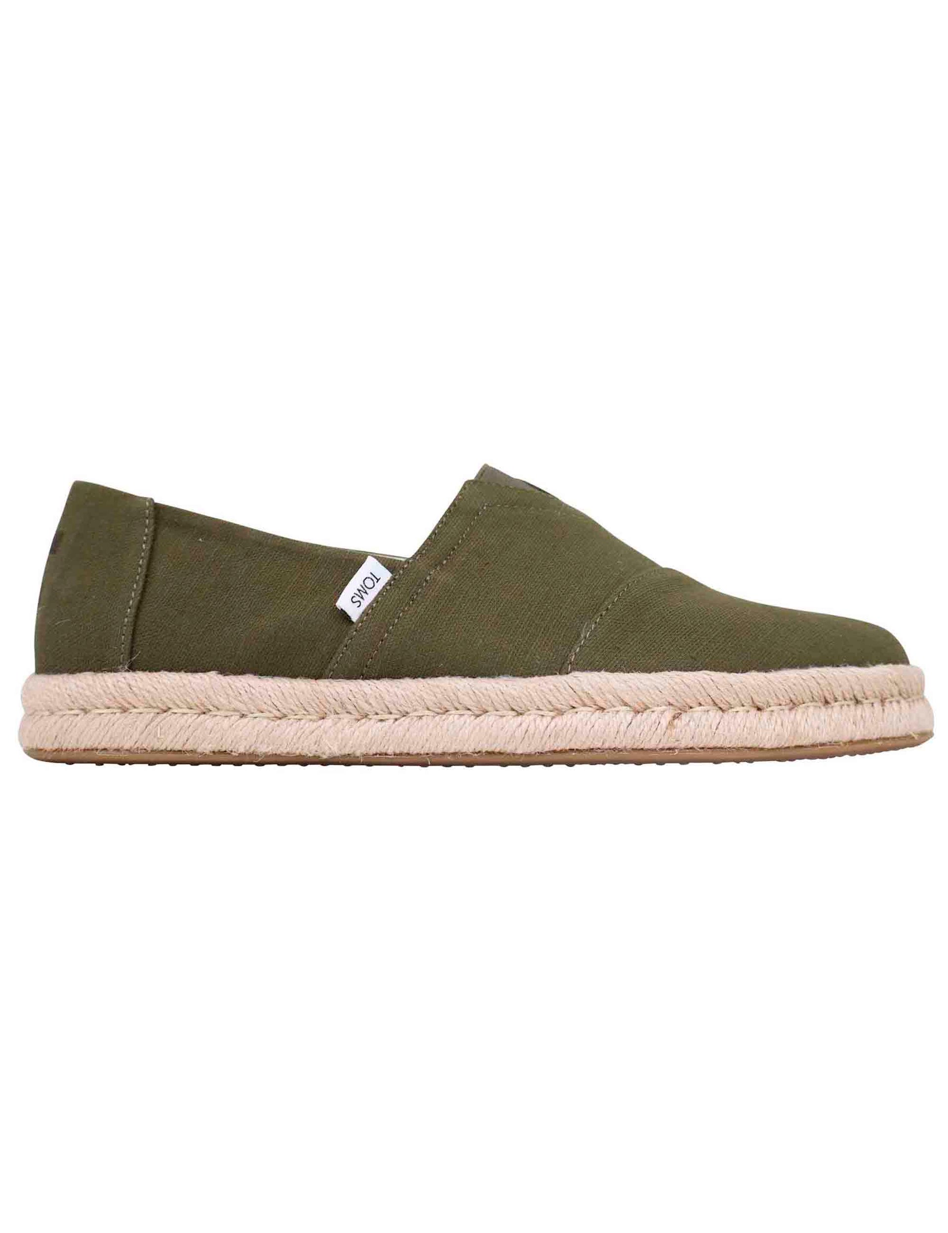 Espadrillas uomo in tela verde con suola in corda