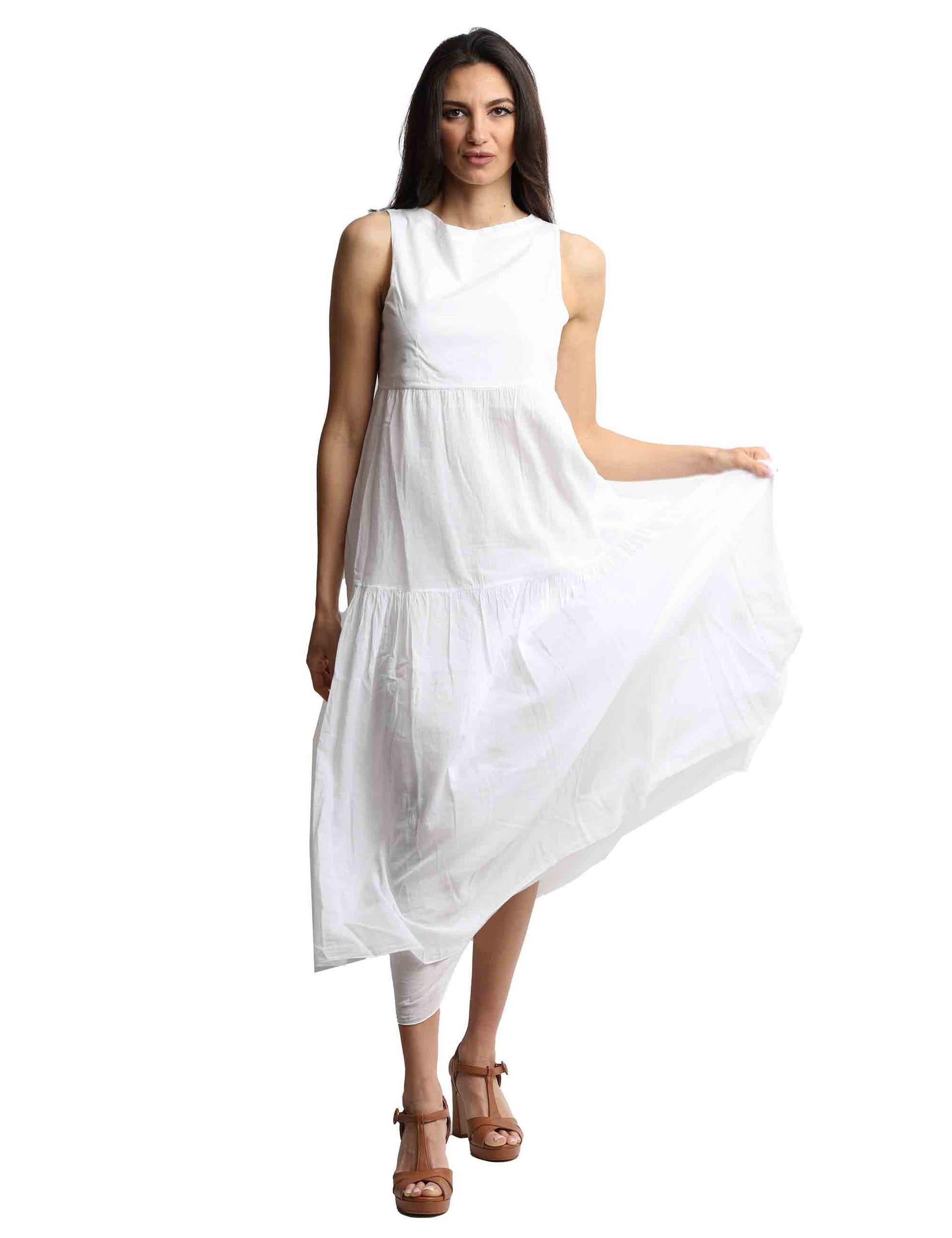 Long women's dresses in white cotton