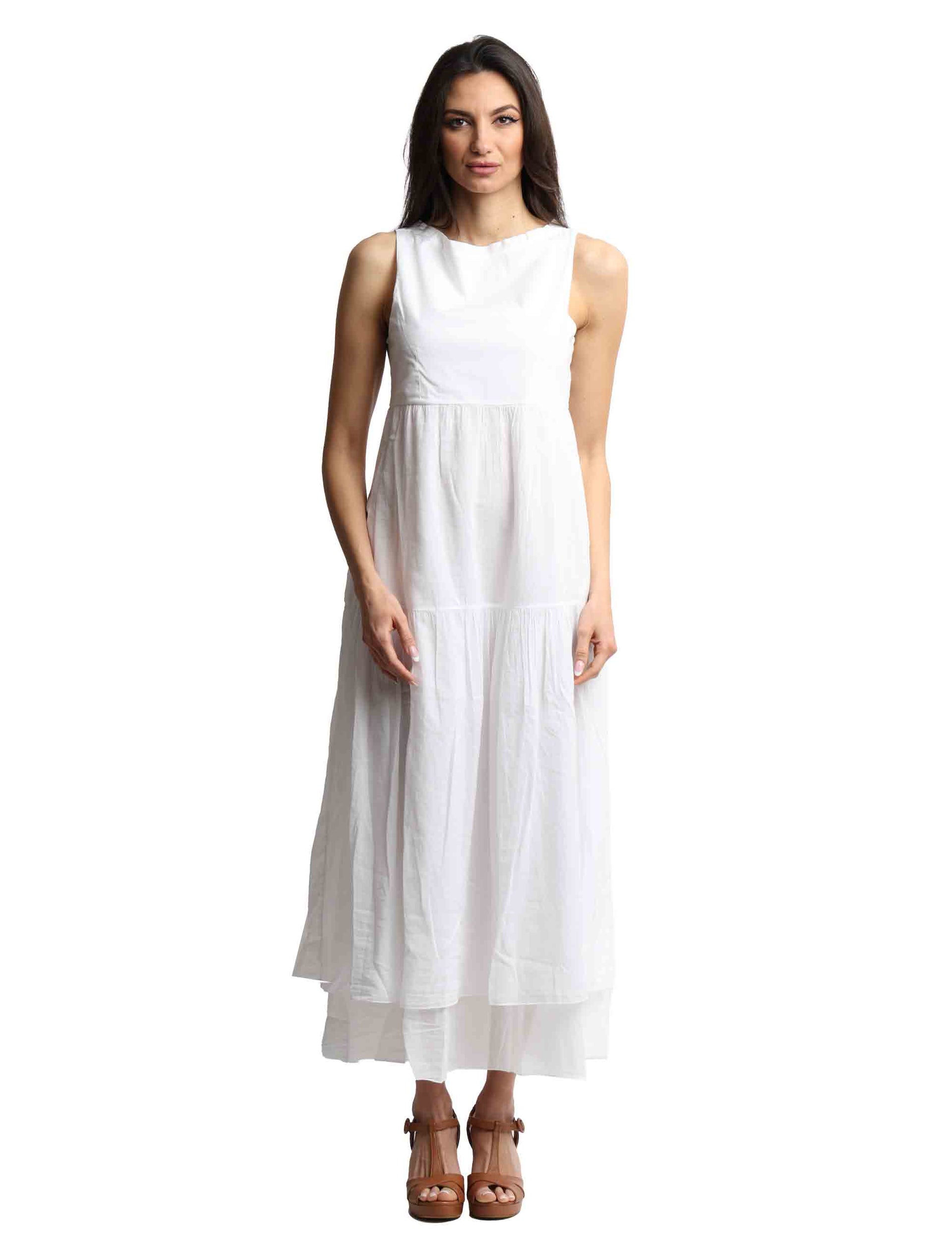 Long women's dresses in white cotton