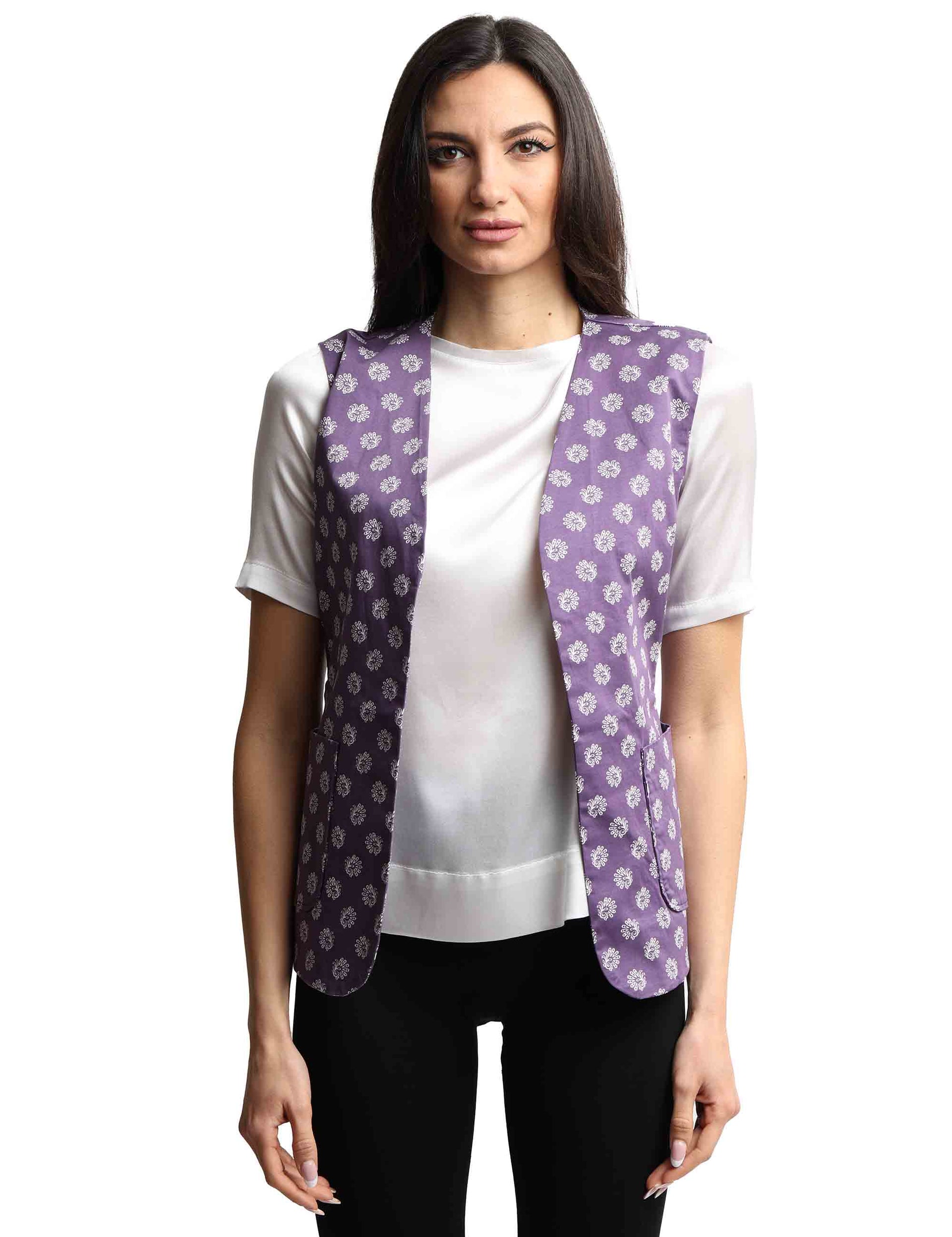 Decorated purple cotton women's vest
