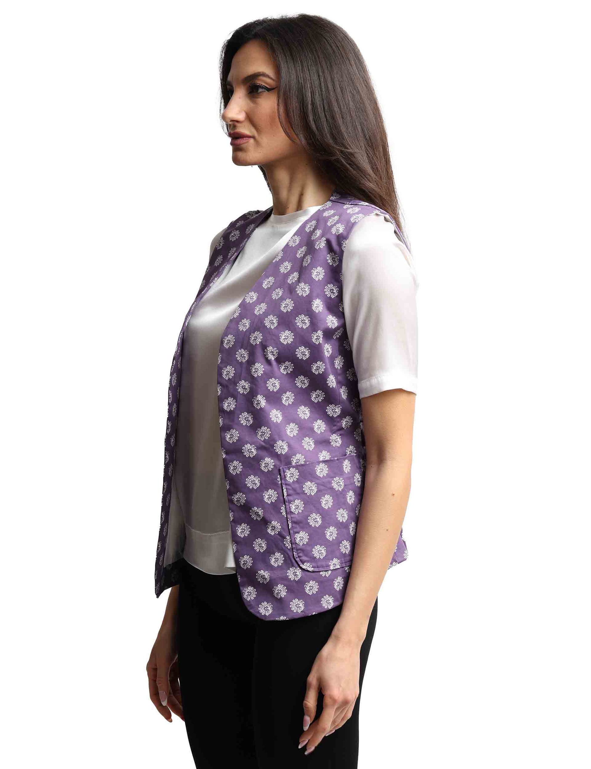 Decorated purple cotton women's vest
