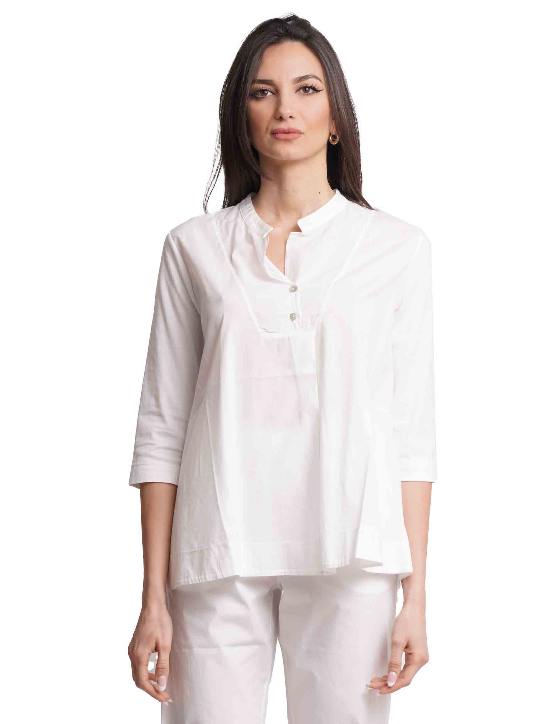 Women's white cotton shirts with 3/4 sleeves