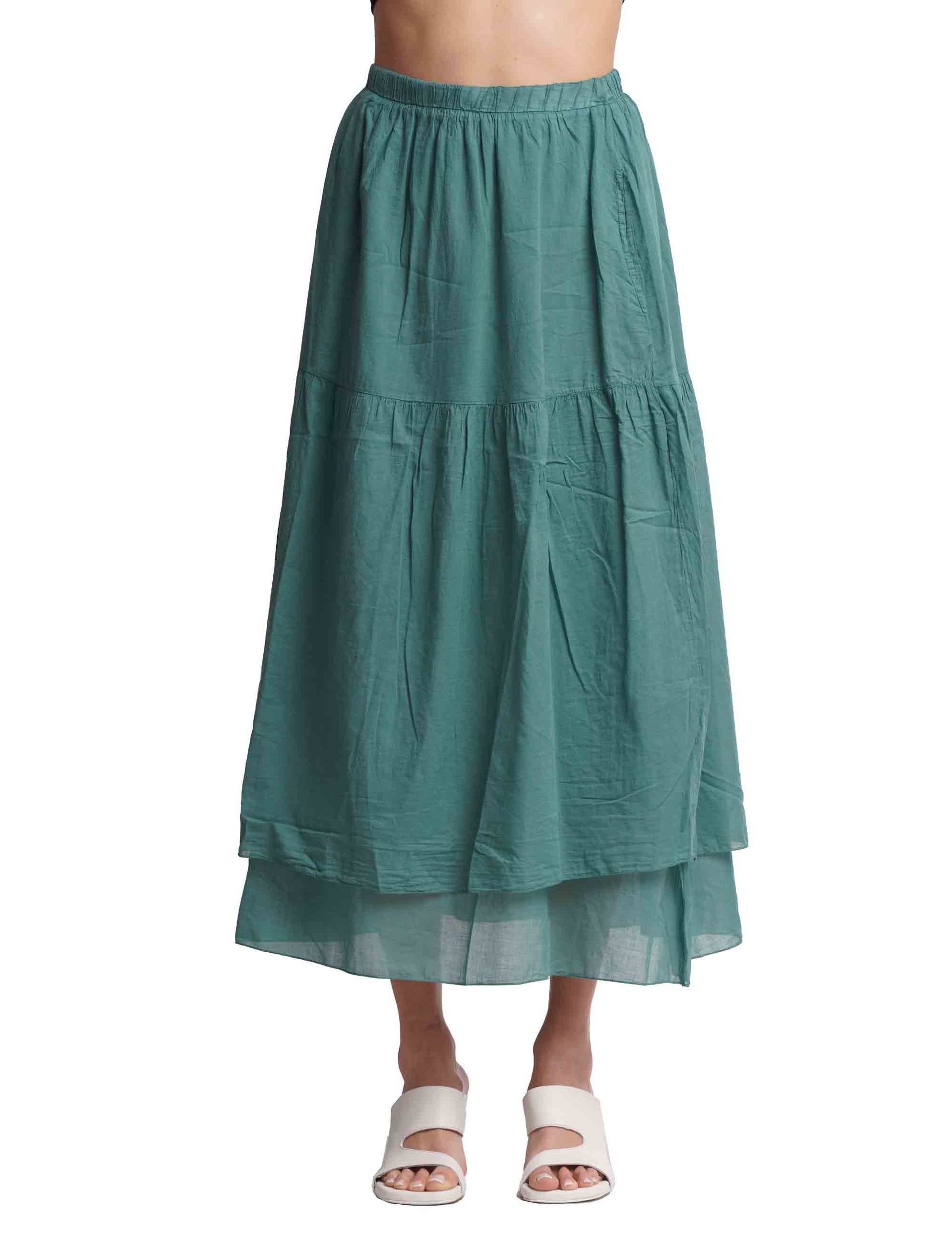 Long women's skirts in green cotton