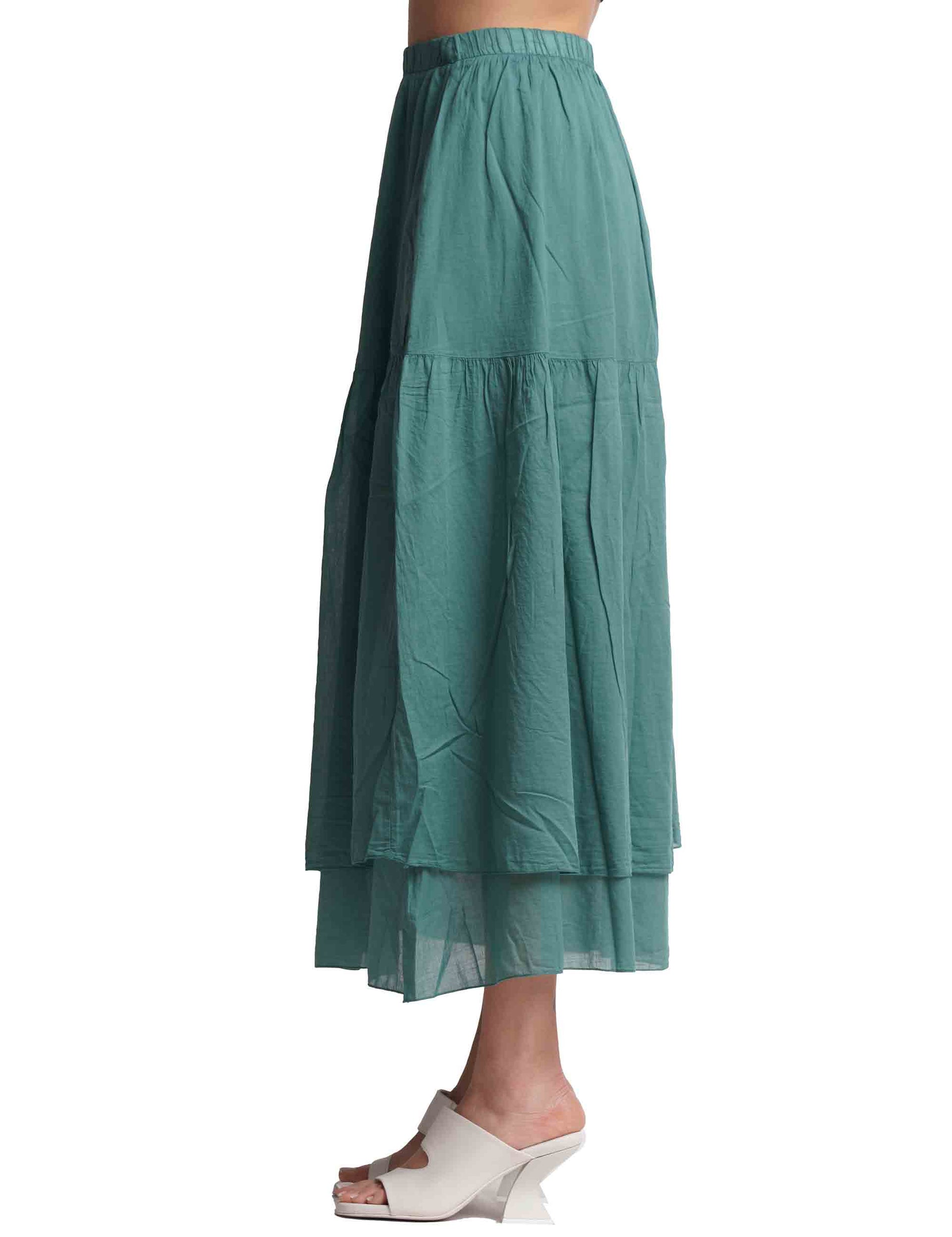 Long women's skirts in green cotton