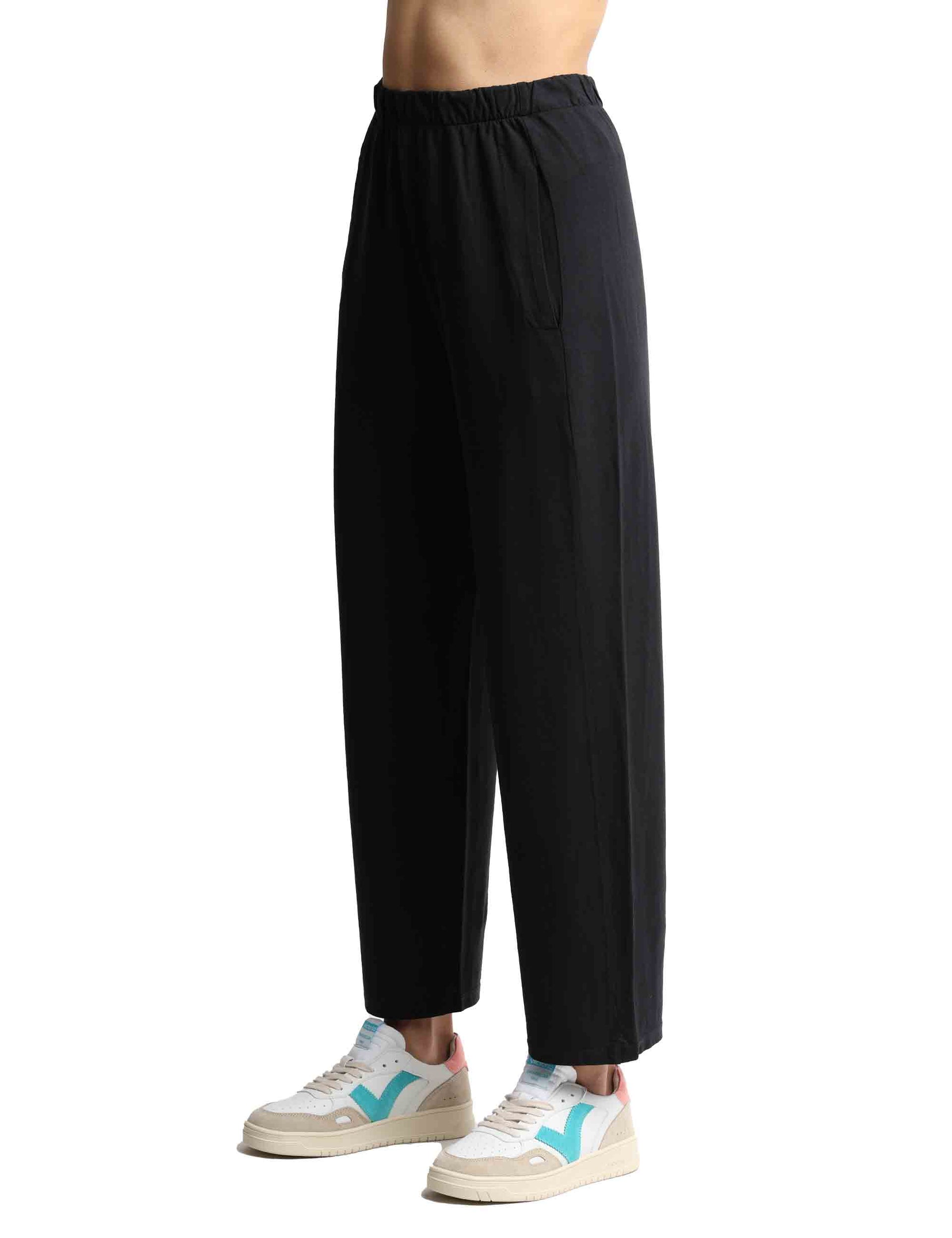 Women's real cotton trousers with elastic waist and French pockets