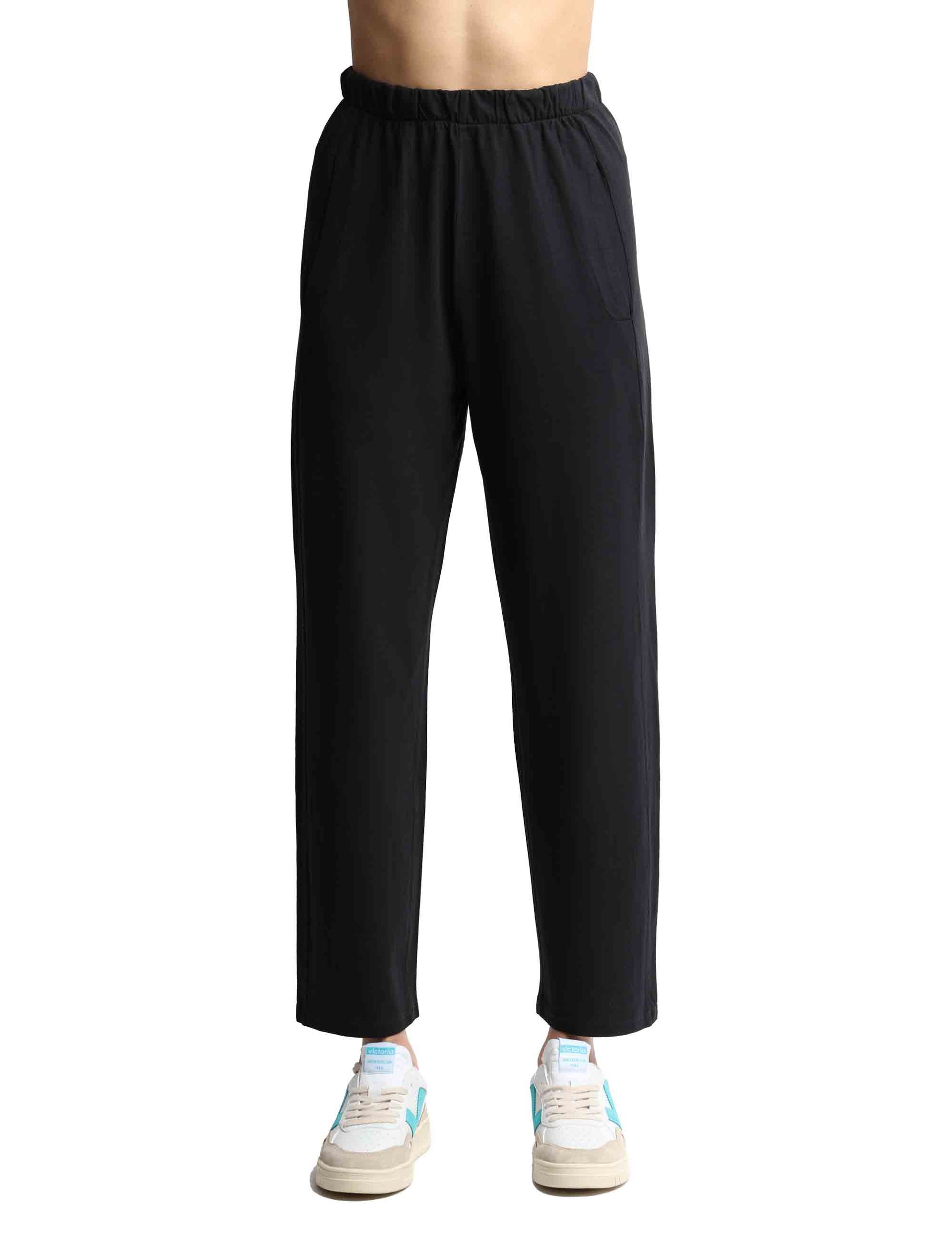 Women's real cotton trousers with elastic waist and French pockets