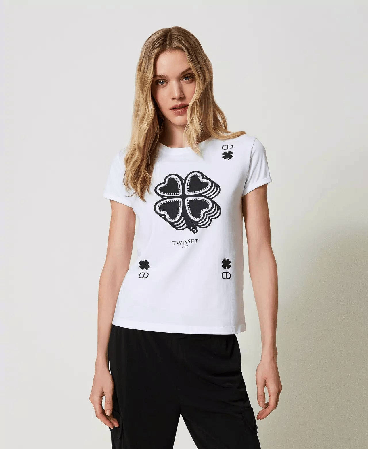 T-shirt donna in jersey di cotone bianco