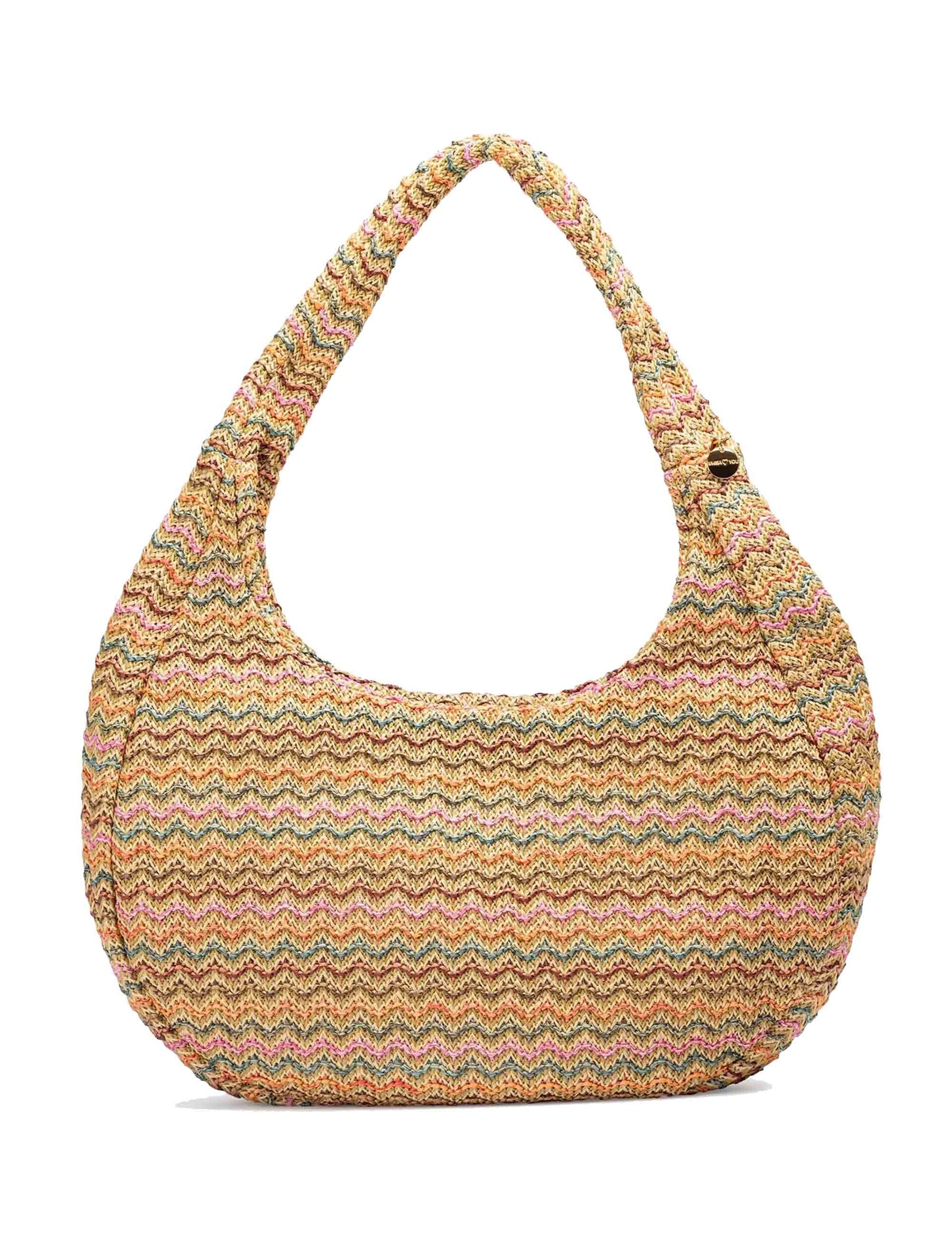 Women's shoulder bags in natural and multicolored raffia