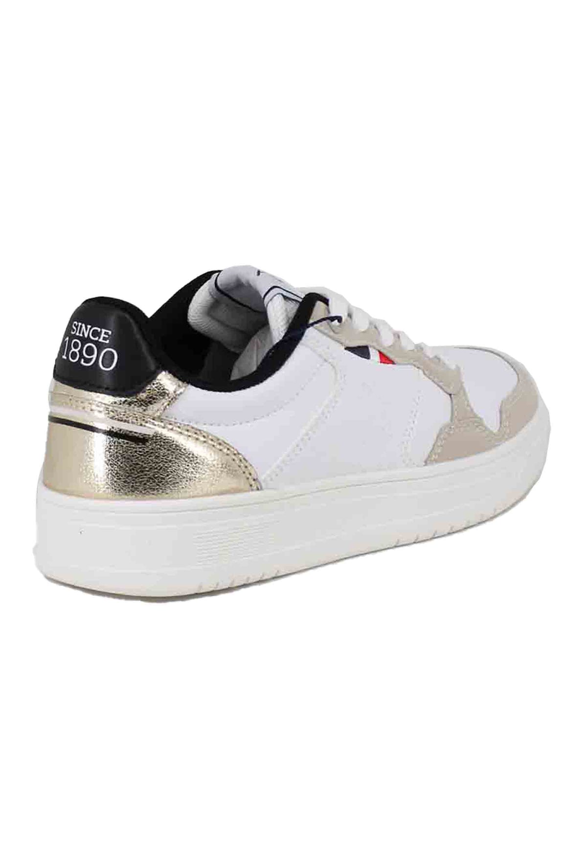 Sneakers donna in eco pelle vintage bianco e oro KOSMO002 WHI-GOL01 U.S. Polo Assn. 