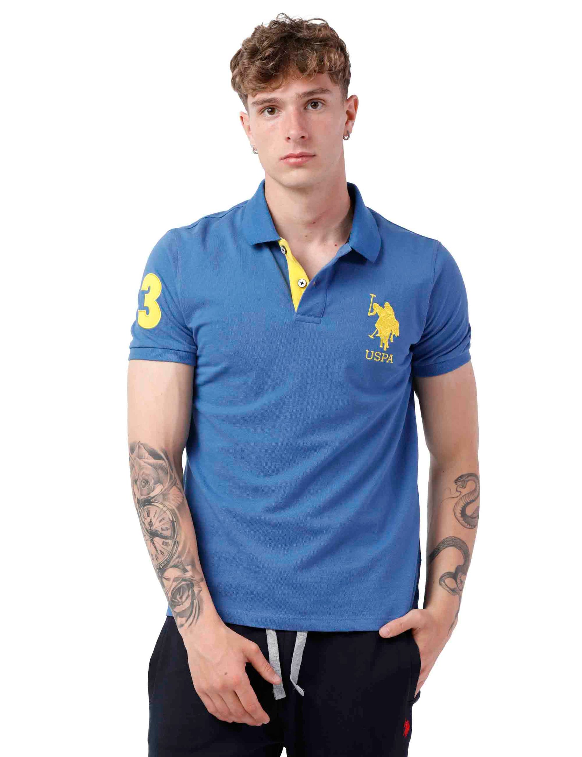 Men's polo shirt in light blue cotton