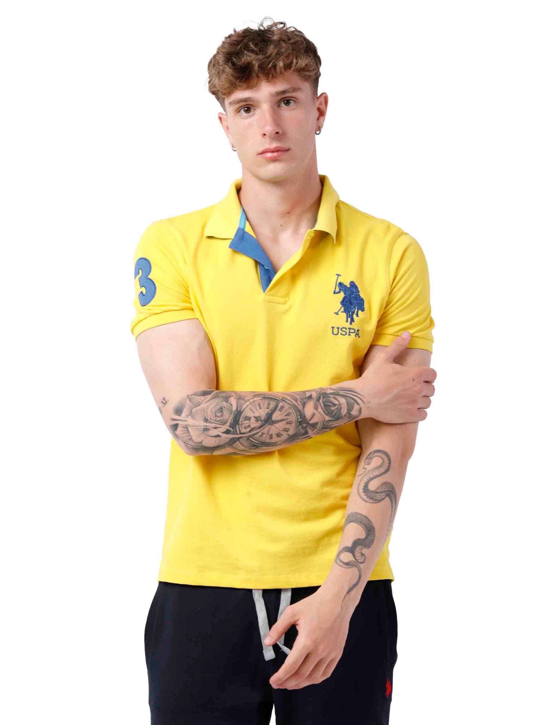 Men's yellow cotton polo shirt