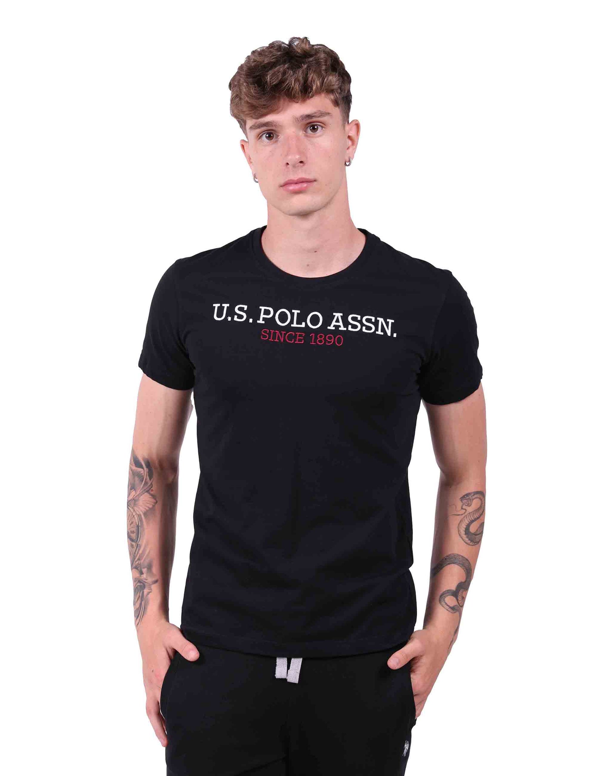 Men's black cotton T-Shirt with print