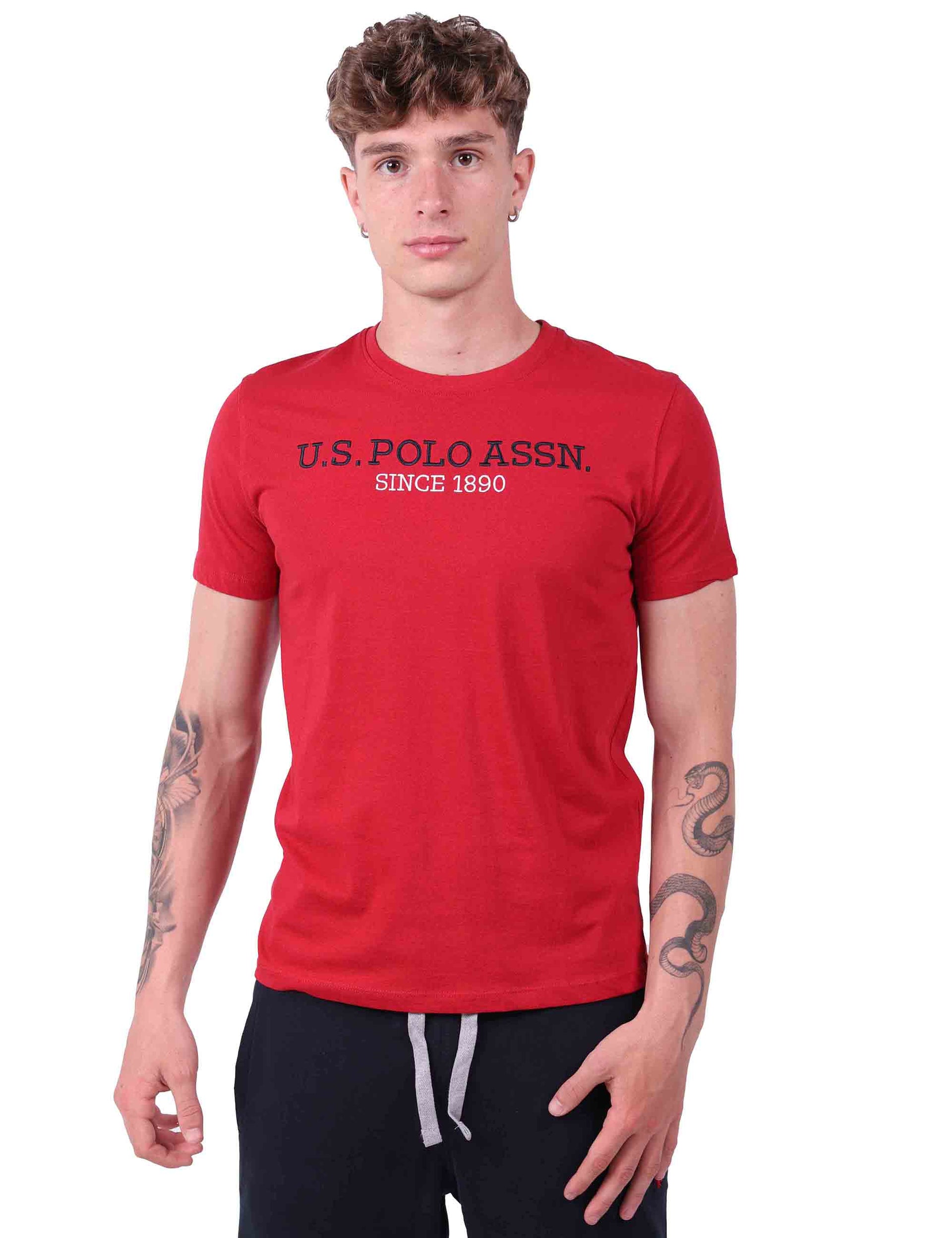 Men's red cotton T-Shirt with print