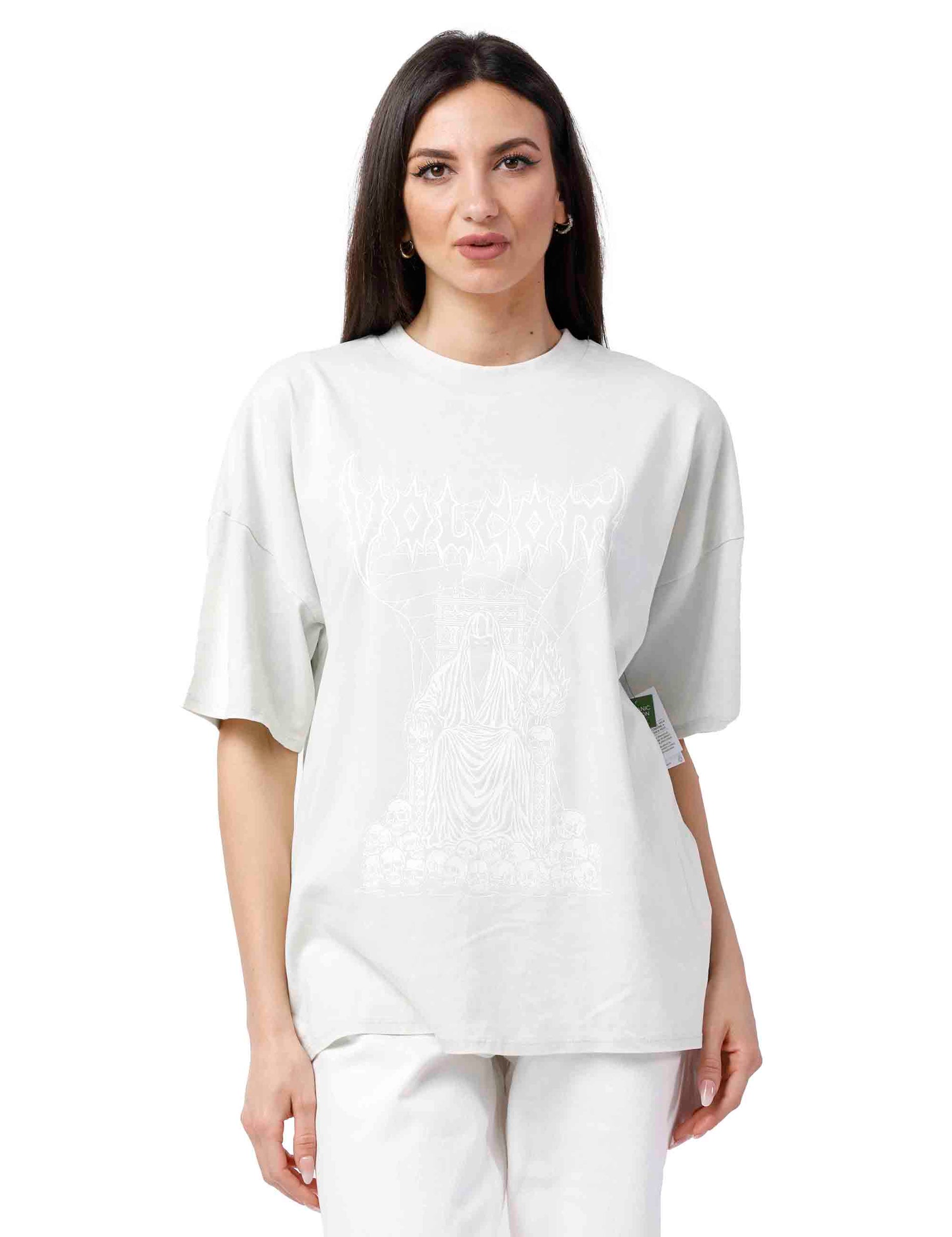 T-shirt donna oversize con stampa tono su tono