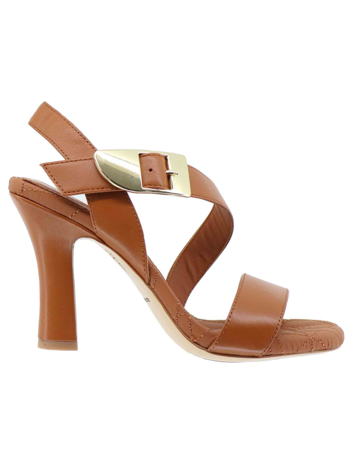 Sandali donna in pelle cuoio tacco alto con fibbia oro BL5703X 014 Bruno Premi 