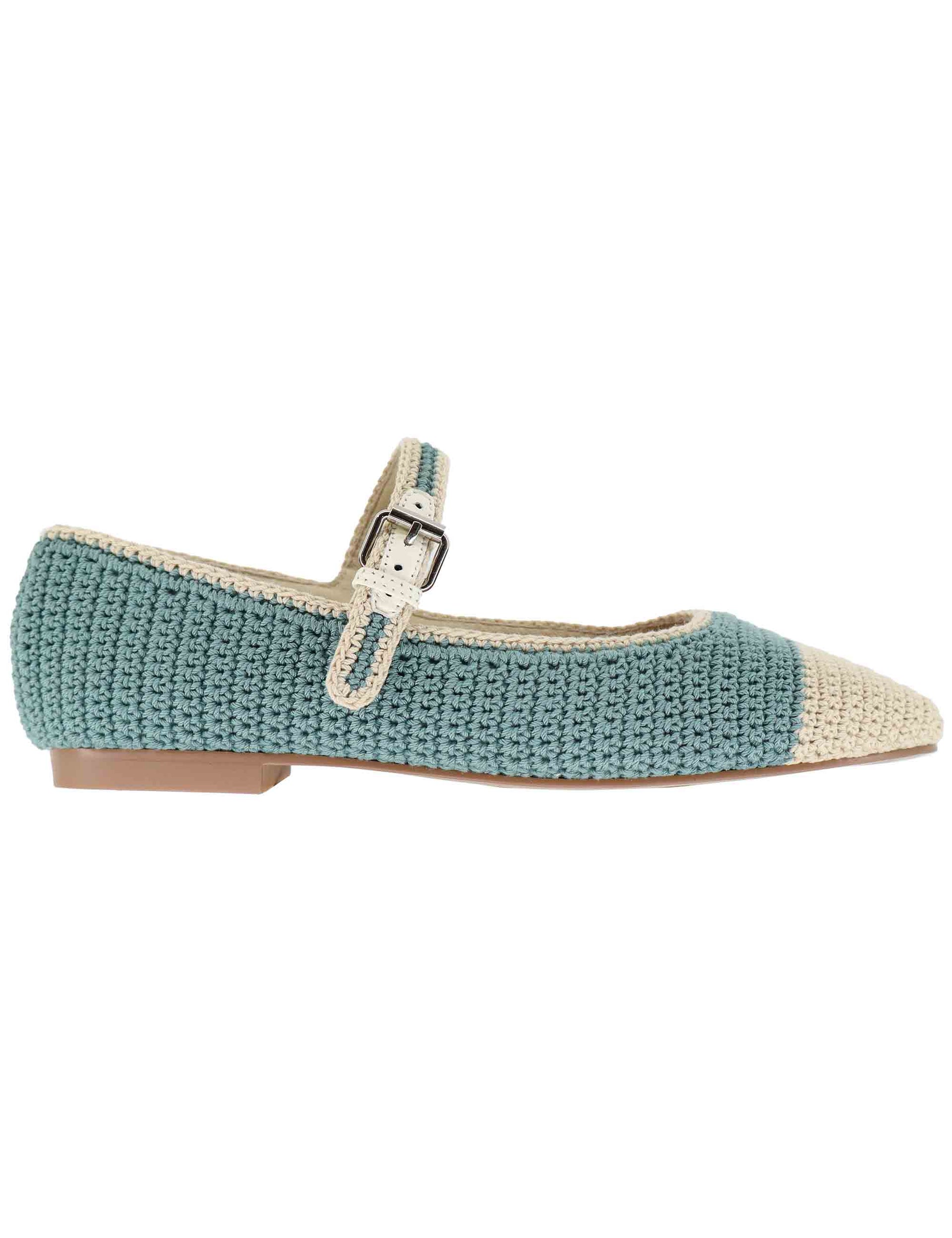 Ballerine donna Ciara in tessuto verde con cinturino 657Z87VK 025 Bibi Lou 