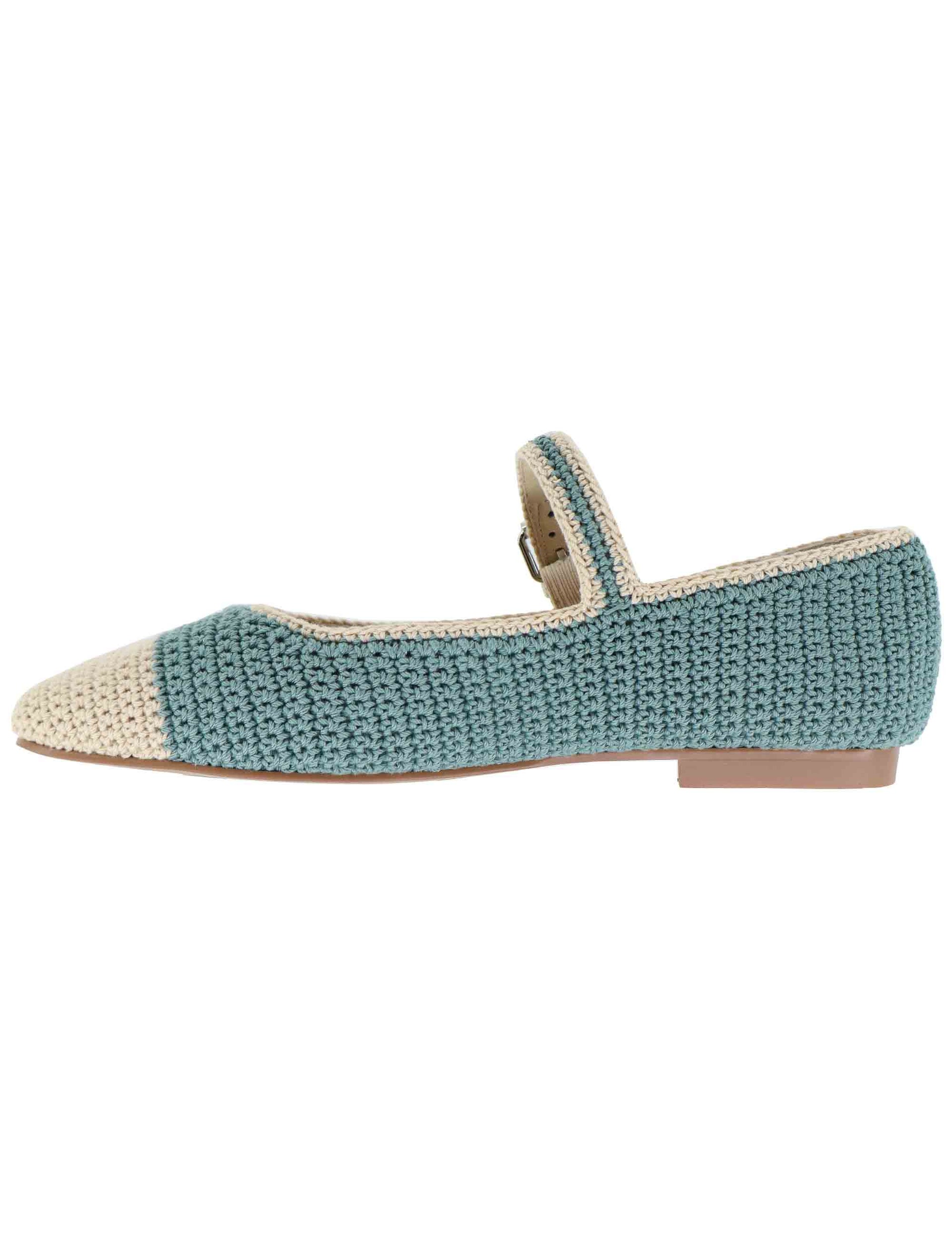 Ballerine donna Ciara in tessuto verde con cinturino 657Z87VK 025 Bibi Lou 