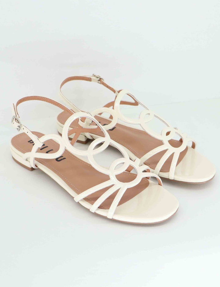 Sandali flat donna Nora in vernice bianca con cinturini 692Z21VK 100 Bibi Lou 