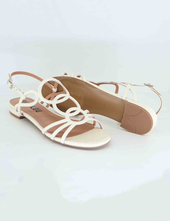 Sandali flat donna Nora in vernice bianca con cinturini 692Z21VK 100 Bibi Lou 