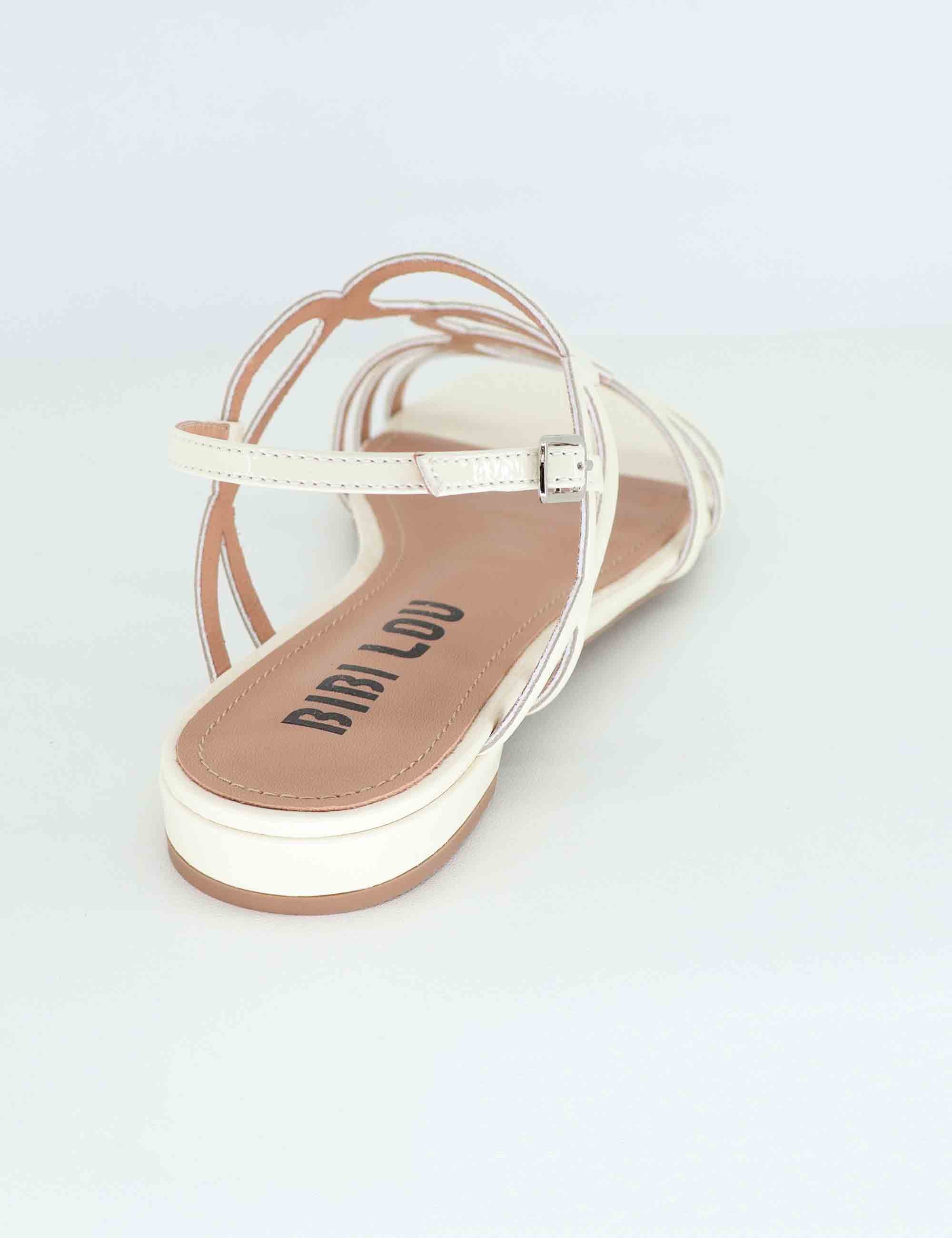 Sandali flat donna Nora in vernice bianca con cinturini 692Z21VK 100 Bibi Lou 