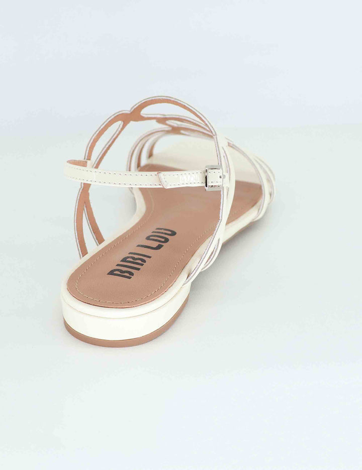 Sandali flat donna Nora in vernice bianca con cinturini 692Z21VK 100 Bibi Lou 