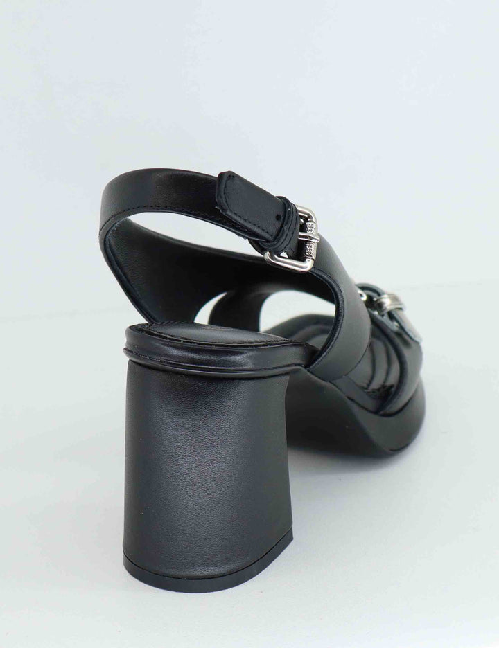 Sandali donna in pelle nera con tacco alto EB1301X 001 Elvio Zanon 