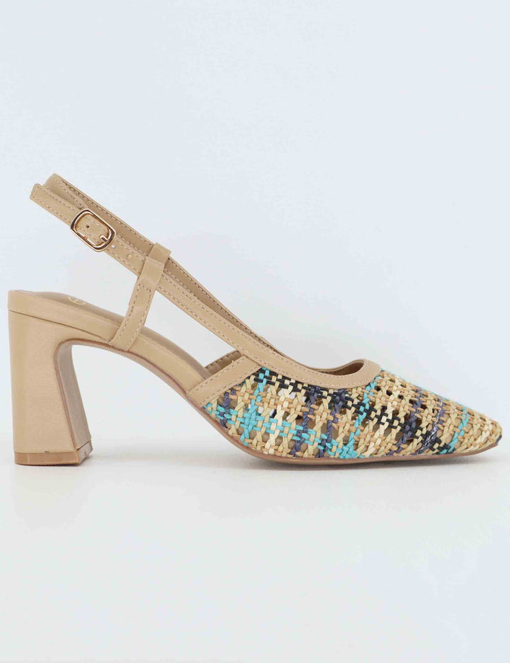 Slingback donna in tessuto beige con tacco alto U470V50645K6 2514-2506 T Exe 
