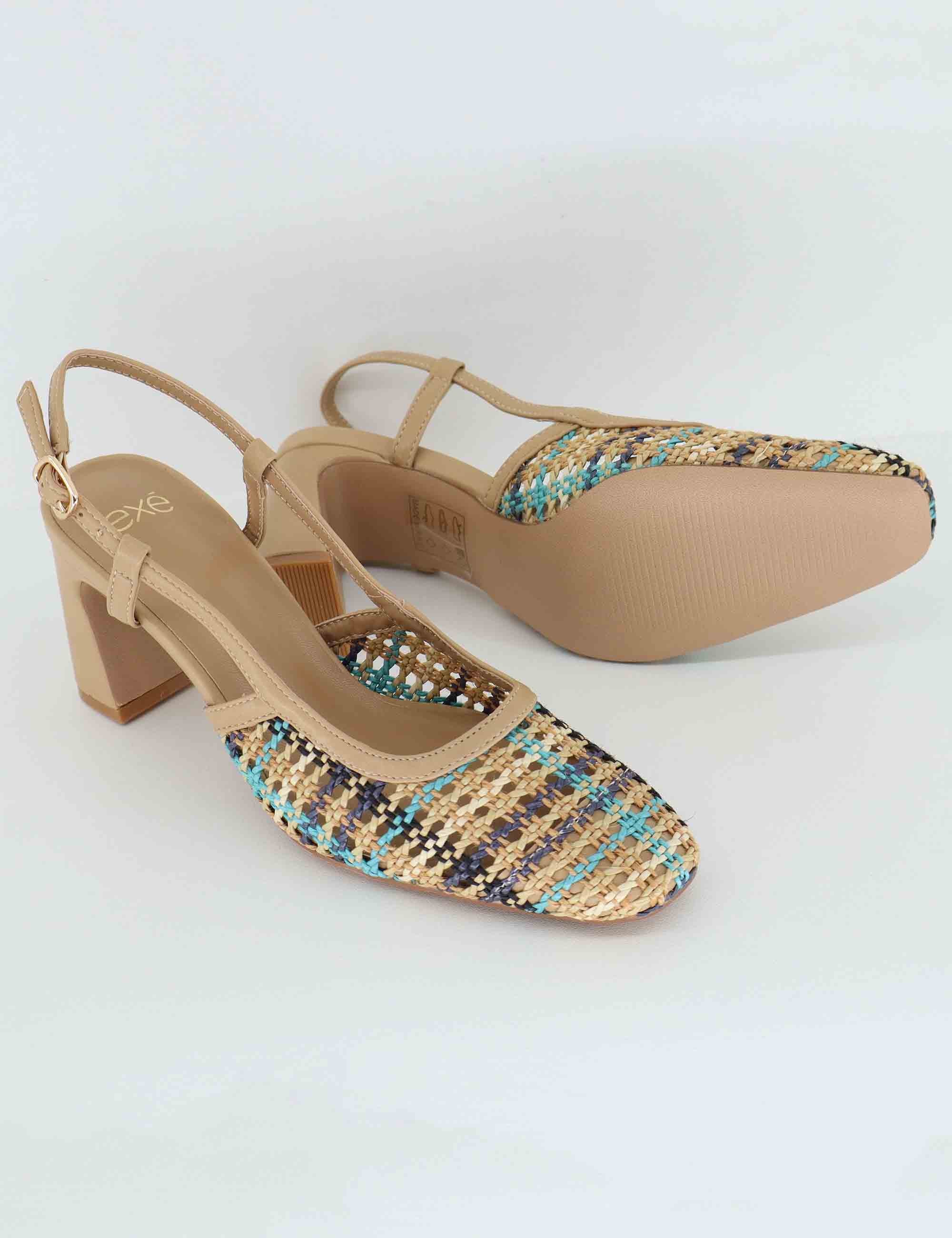 Slingback donna in tessuto beige con tacco alto U470V50645K6 2514-2506 T Exe 