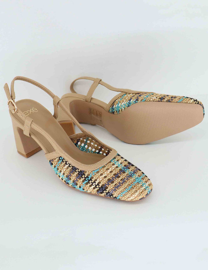 Slingback donna in tessuto beige con tacco alto U470V50645K6 2514-2506 T Exe 
