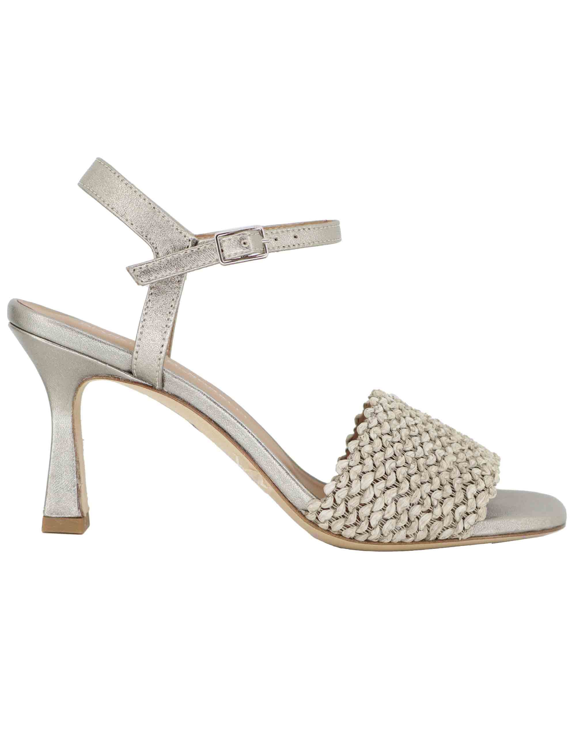 Sandali donna in pelle argento con tacco alto 2233 5 Gianmarco Sorelli 