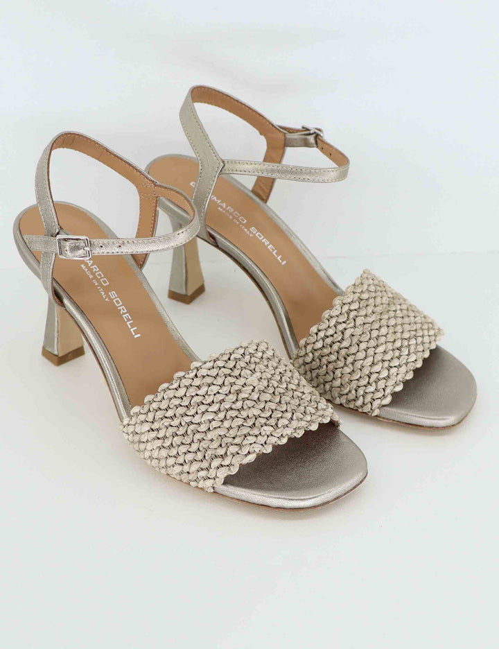 Sandali donna in pelle argento con tacco alto 2233 5 Gianmarco Sorelli 