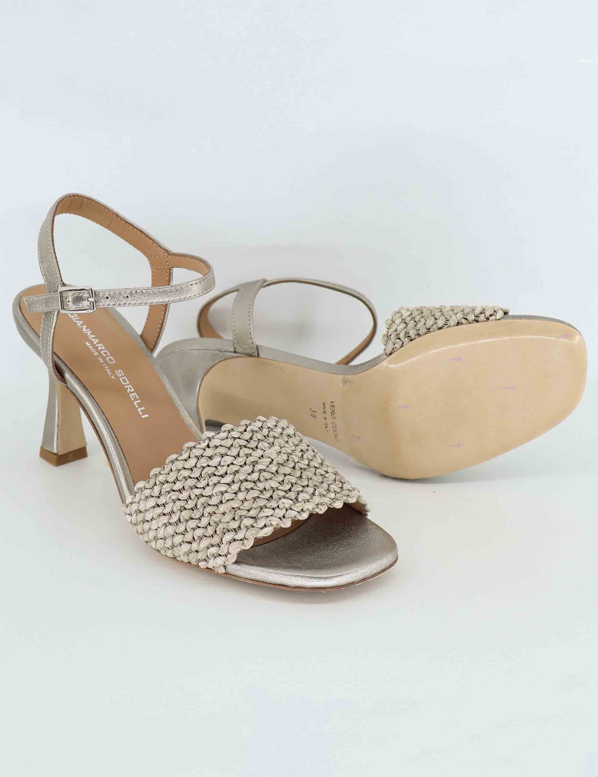 Sandali donna in pelle argento con tacco alto 2233 5 Gianmarco Sorelli 