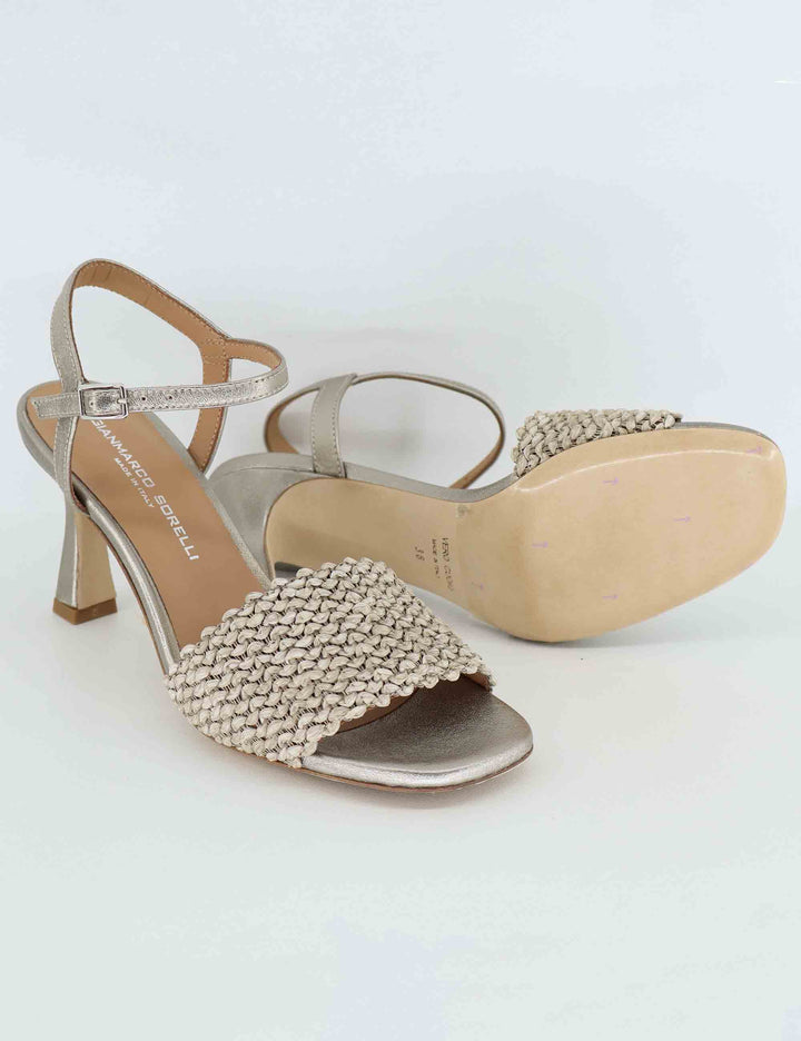Sandali donna in pelle argento con tacco alto 2233 5 Gianmarco Sorelli 