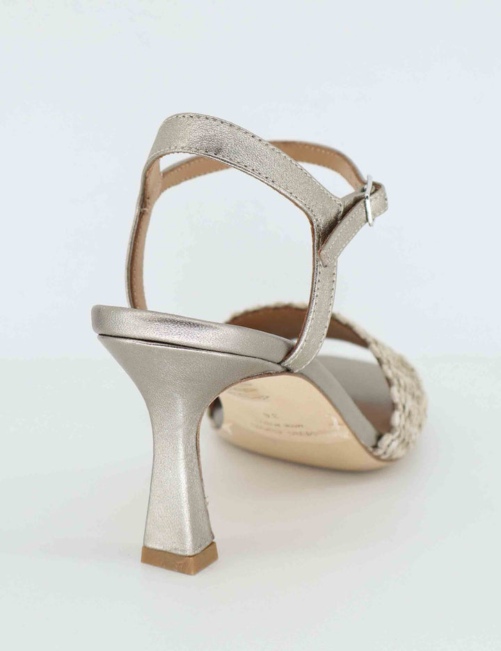 Sandali donna in pelle argento con tacco alto 2233 5 Gianmarco Sorelli 