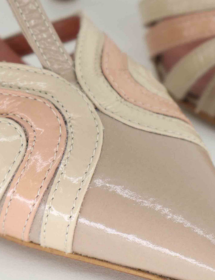Slingback donna in vernice beige tacco alto 8745R 023 Les Venues 