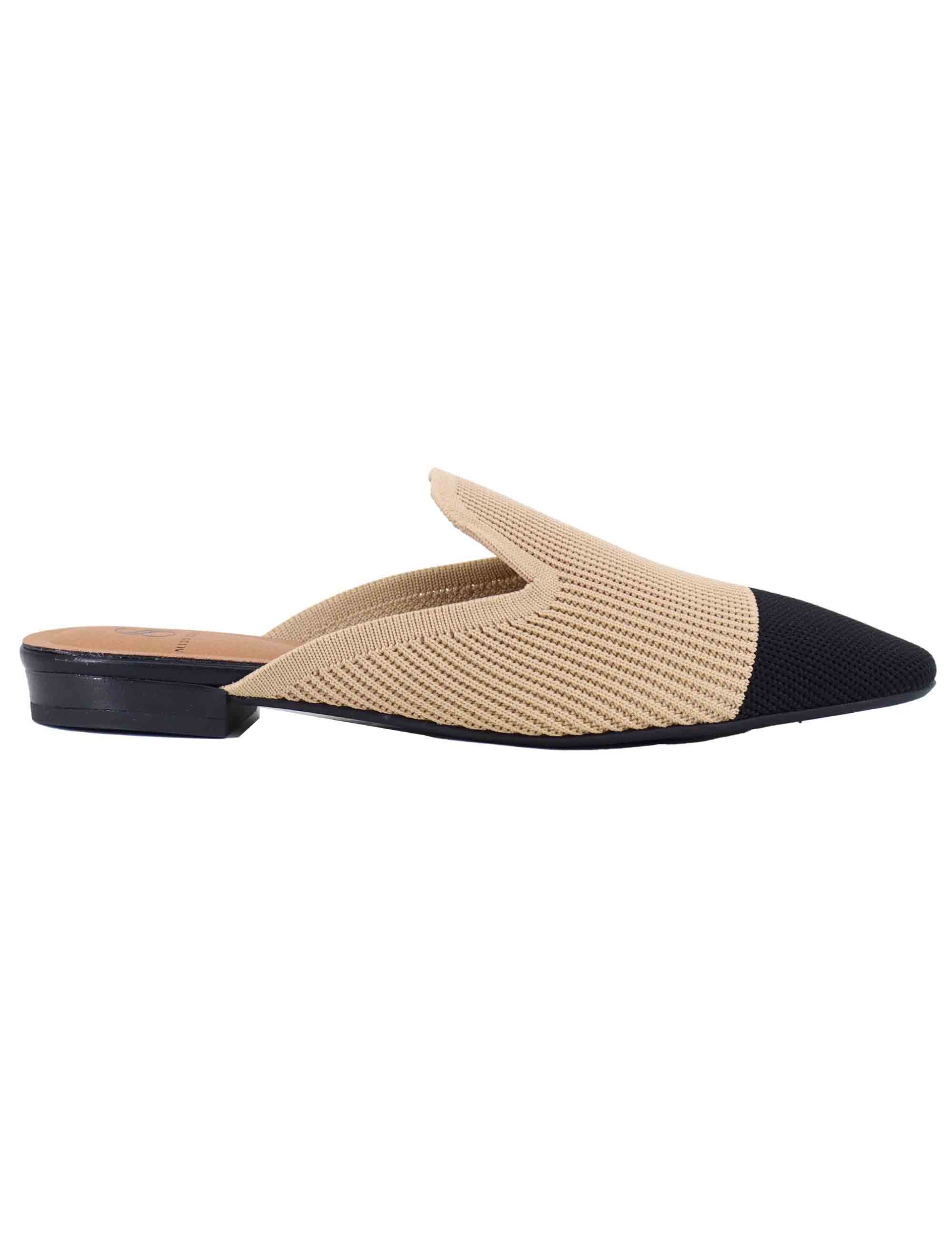 Mule donna in tessuto nero e camel 876427-65 72 Miss Elastic 