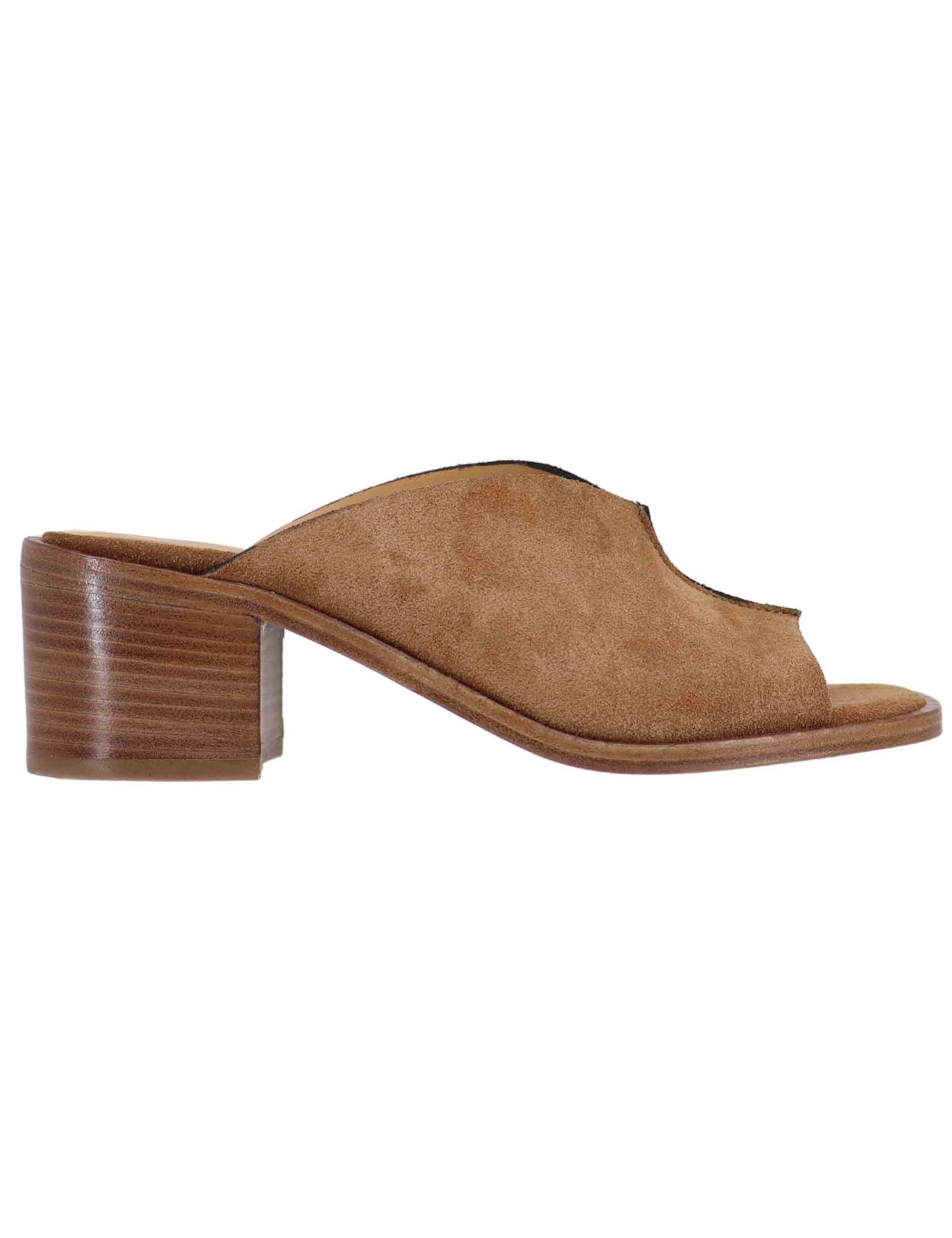 Sandali donna in camoscio cuoio con tacco in cuoio SP2063 014 Spatarella 