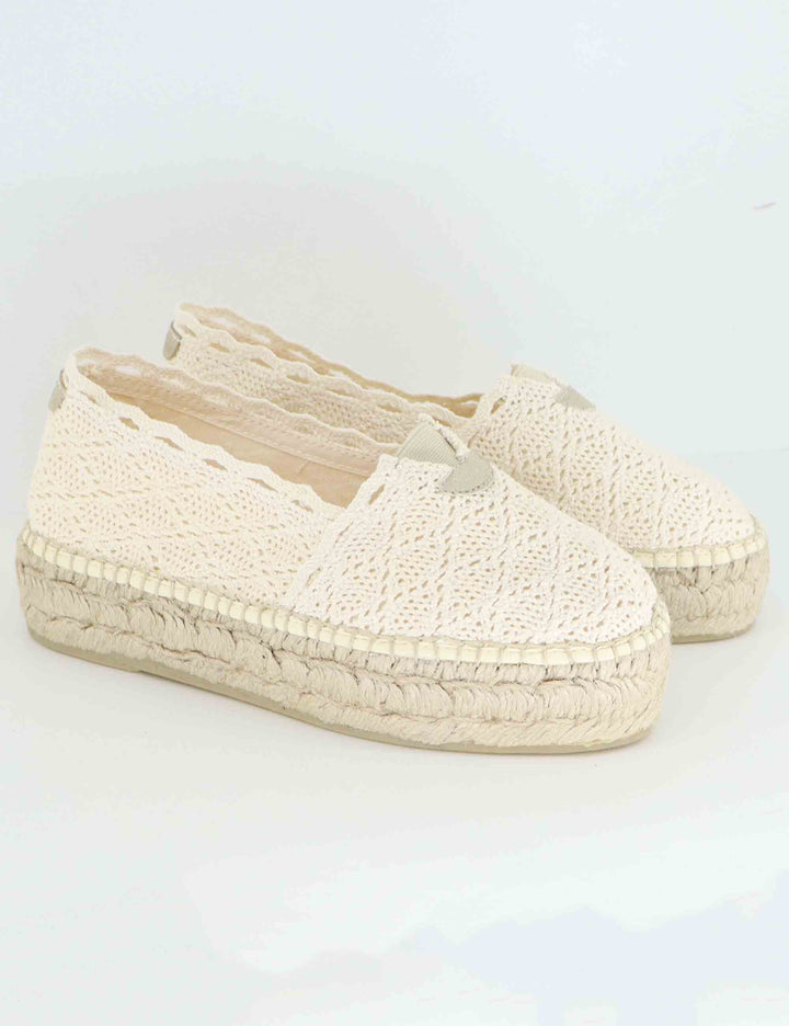 Mocassini donna espadrillas in tessuto off white Aitana Cru Toni Pons 