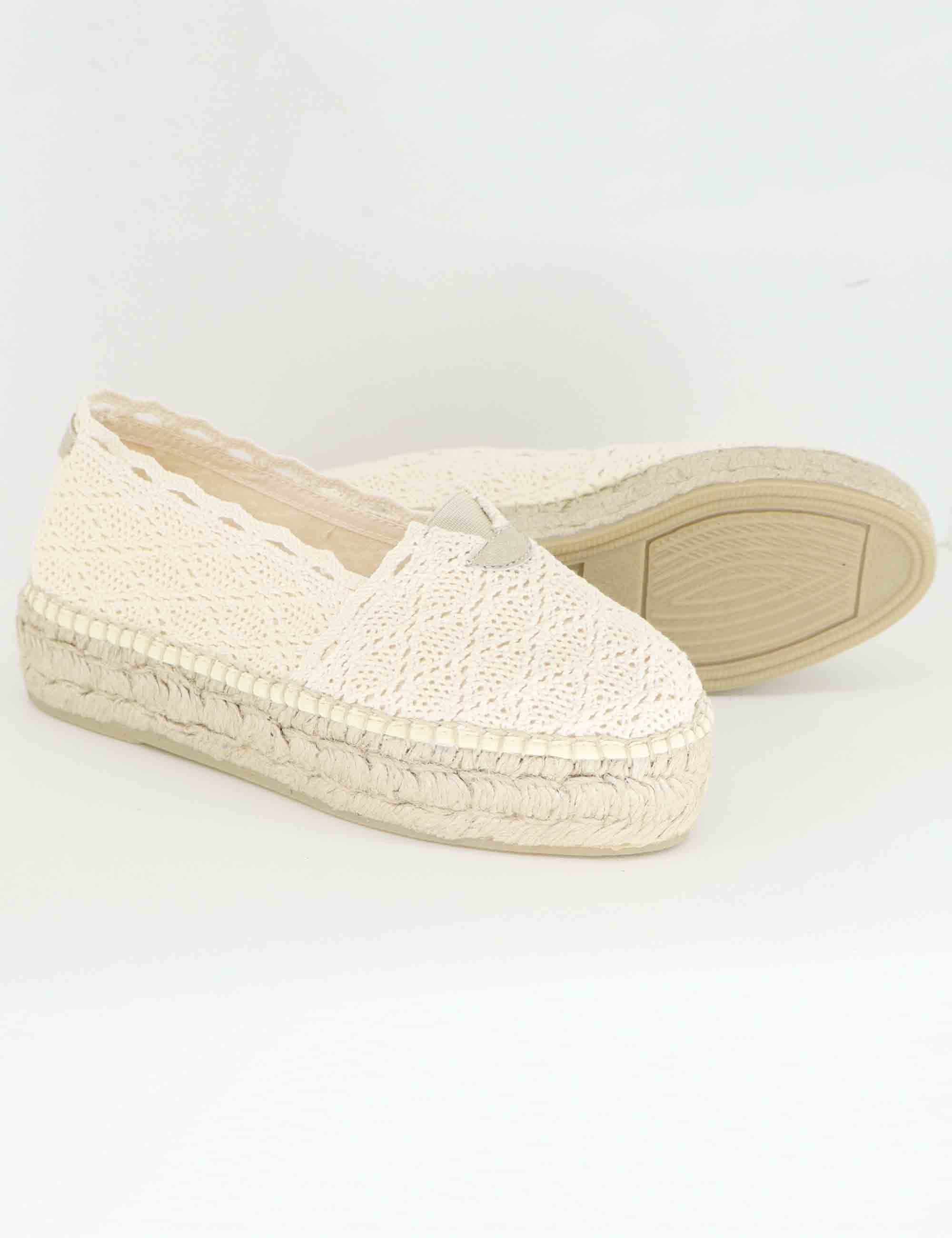 Mocassini donna espadrillas in tessuto off white Aitana Cru Toni Pons 