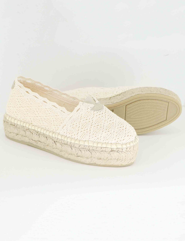 Mocassini donna espadrillas in tessuto off white Aitana Cru Toni Pons 