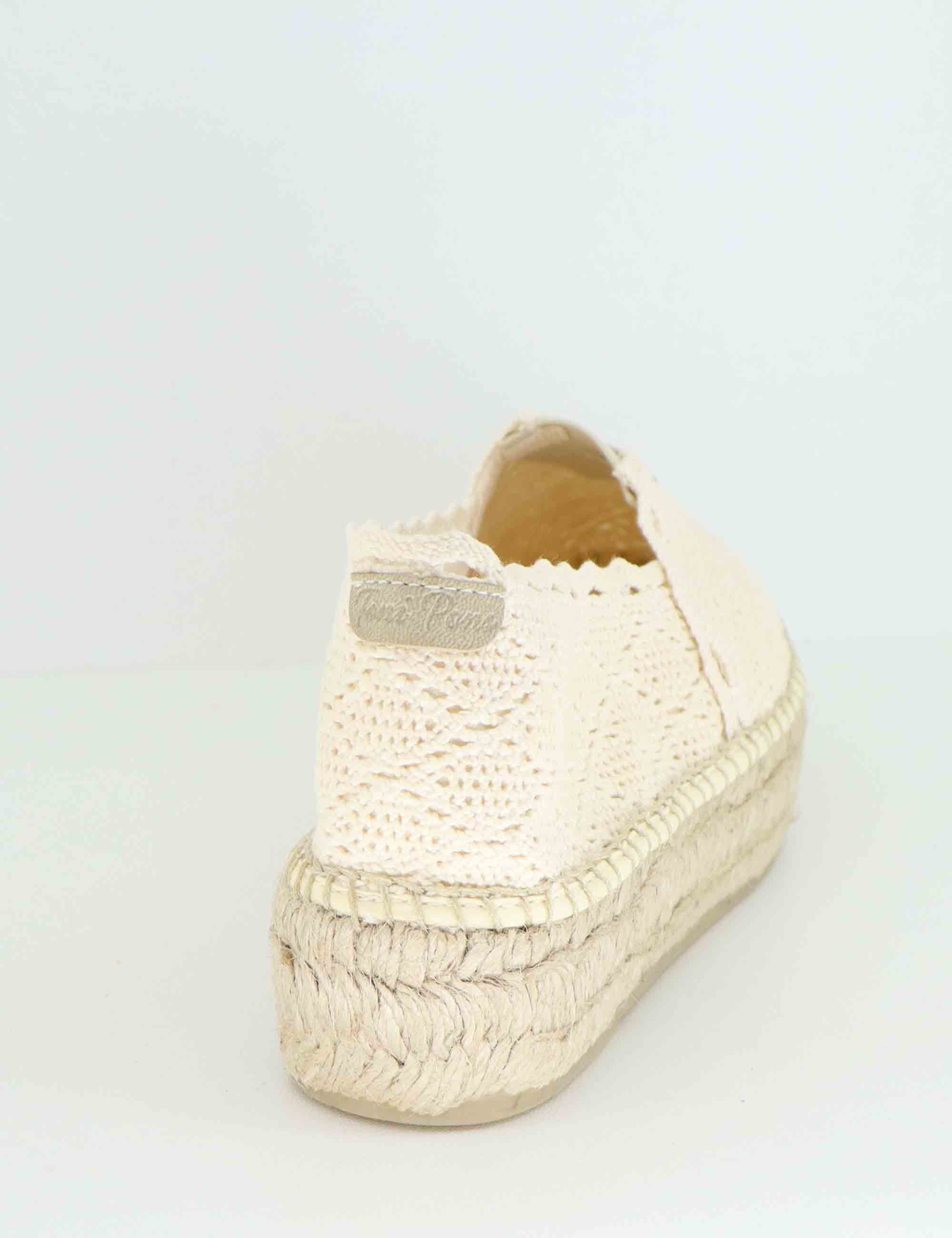 Mocassini donna espadrillas in tessuto off white Aitana Cru Toni Pons 
