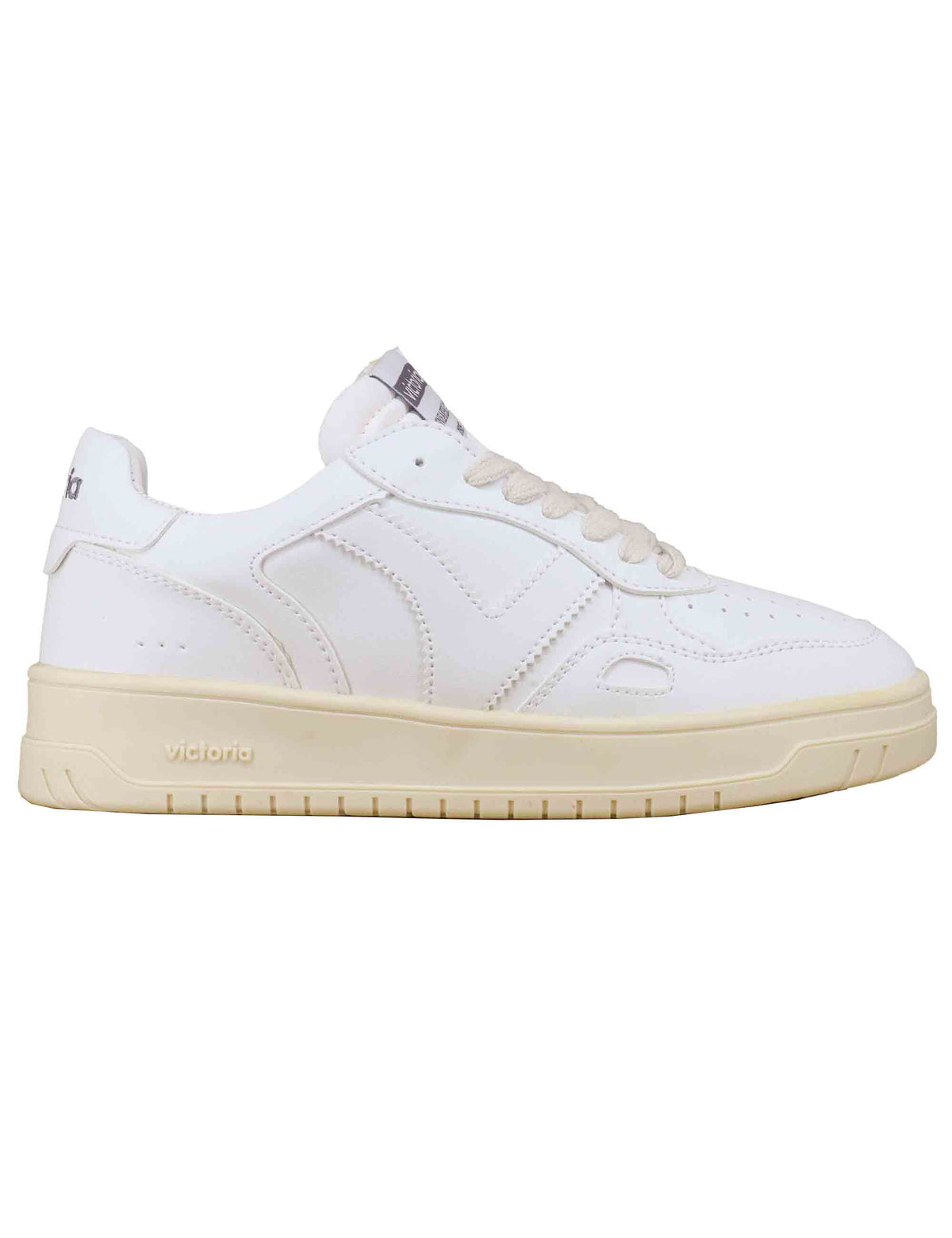 Sneakers uomo Seul in effetto pelle bianca con dettagli traforati e logo in tinta 1257100U 20 Blanco Victoria 