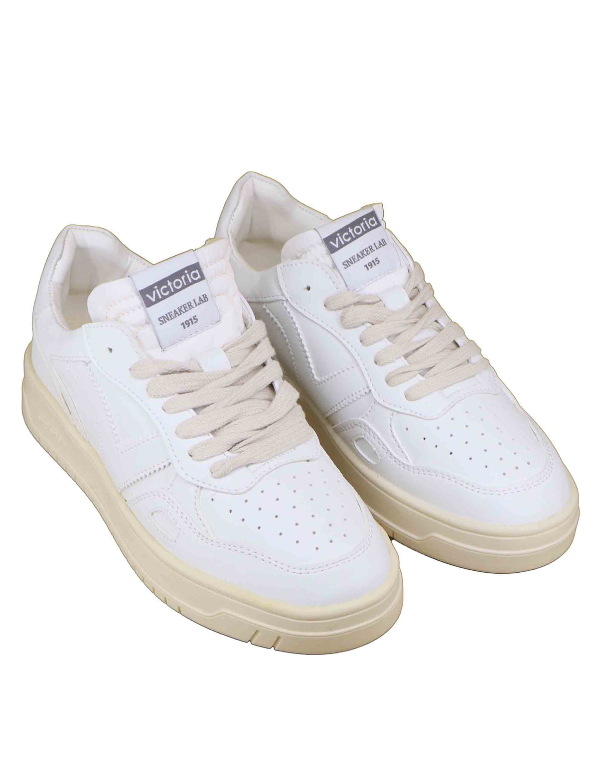 Sneakers uomo Seul in effetto pelle bianca con dettagli traforati e logo in tinta 1257100U 20 Blanco Victoria 