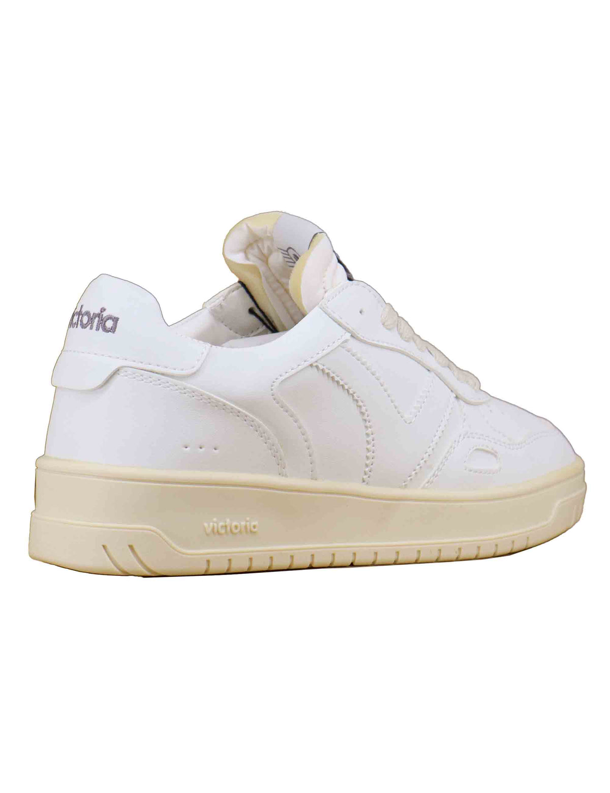 Sneakers uomo Seul in effetto pelle bianca con dettagli traforati e logo in tinta 1257100U 20 Blanco Victoria 