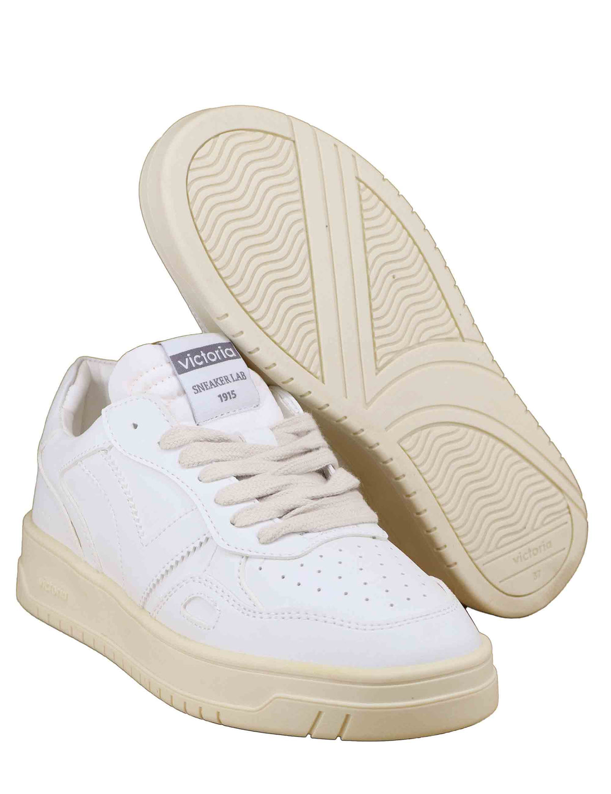 Sneakers uomo Seul in effetto pelle bianca con dettagli traforati e logo in tinta 1257100U 20 Blanco Victoria 