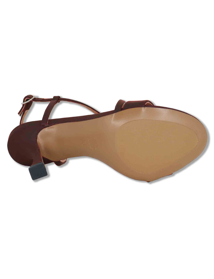 Sandali donna slingback in satin marrone con tacco alto Zafiro 515Z75VK 90-MARRON Bibi Lou 