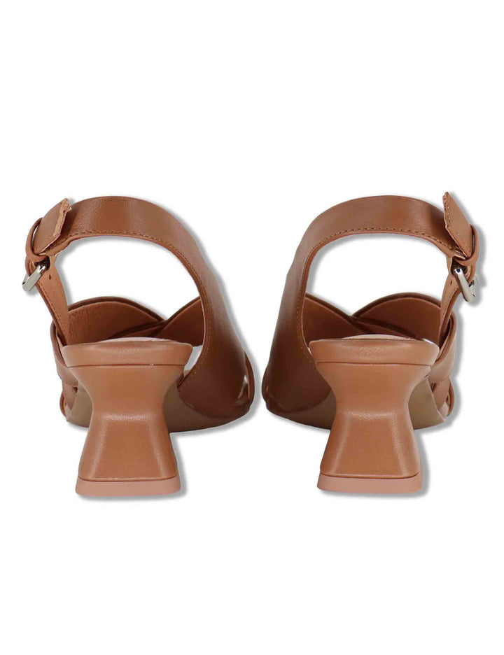 Sandali donna slingback in pelle cuoio con cinturino asimmetrico Zia 520Z10VK 92-CUERO Bibi Lou 