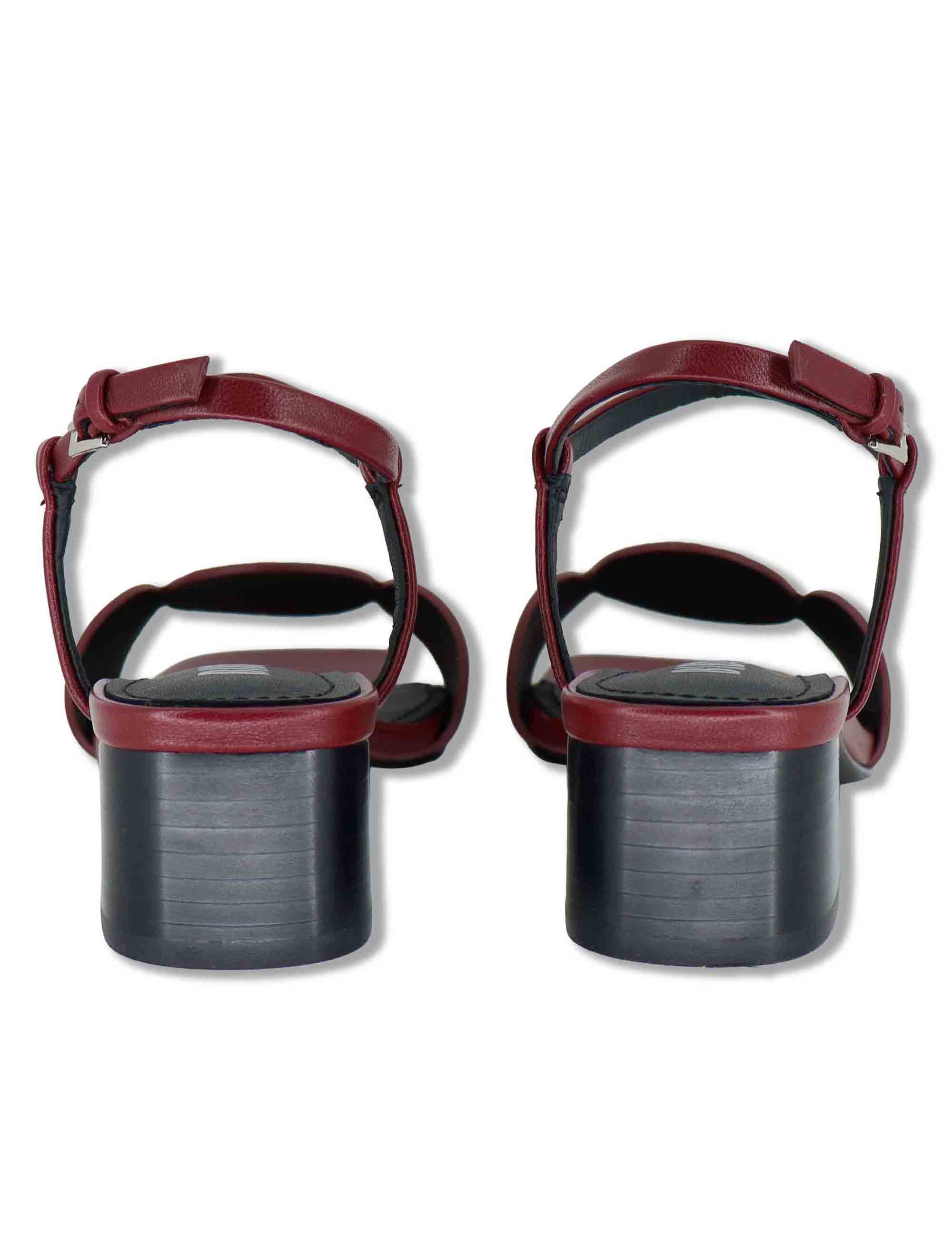 Sandali donna in pelle bordeaux con cinturino alla caviglia e tacco basso Onami 623Z10VK 40-BURGUND Bibi Lou 
